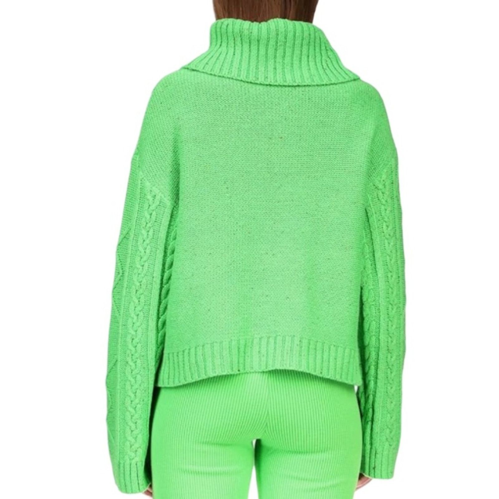 Sanctuary Sanctuary Mod Cable Sweater - Electric Green Size L Size L / US 10 / IT 46 - 2 Thumbnail