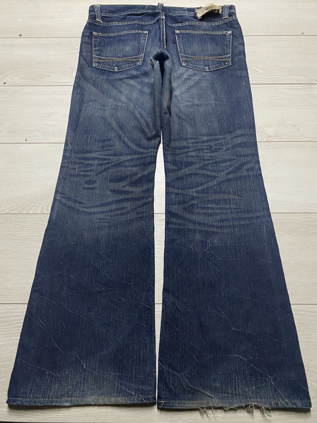 Japanese Brand Vintage Denim Craft Mud Faded Wash Distressed Repair Flare Size US 36 / EU 52 - 2 Thumbnail