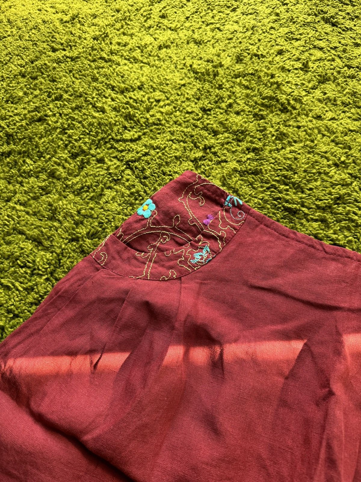 Designer Ivko avant Garde floral pattern linen skirt Size 26" / US 2 / IT 38 - 2 Thumbnail
