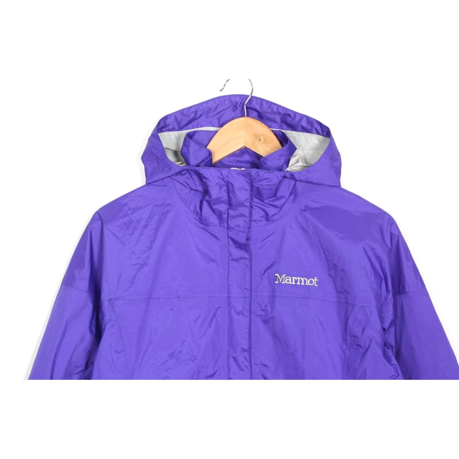 Marmot MARMOT Precip Eco Rain Jacket Women M Hooded Waterproof MJ6470 Purple/Multi Color? Size M / US 6-8 / IT 42-44 - 2 Thumbnail