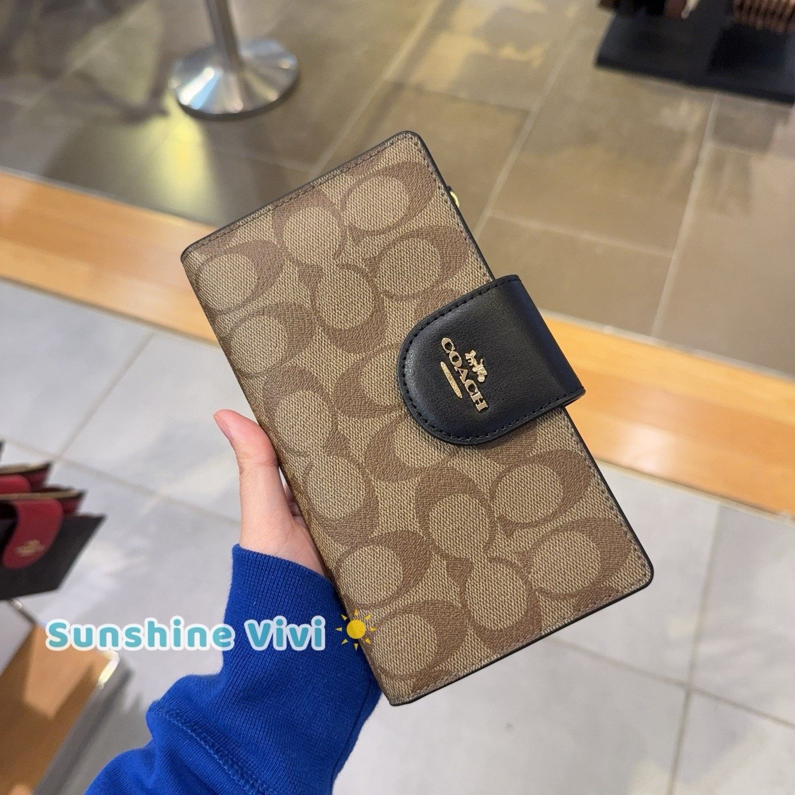 Coach NWT COACH Tech Wallet Colorblock Canvas C2874 Gold/Tan/Black Size ONE SIZE - 1 Thumbnail