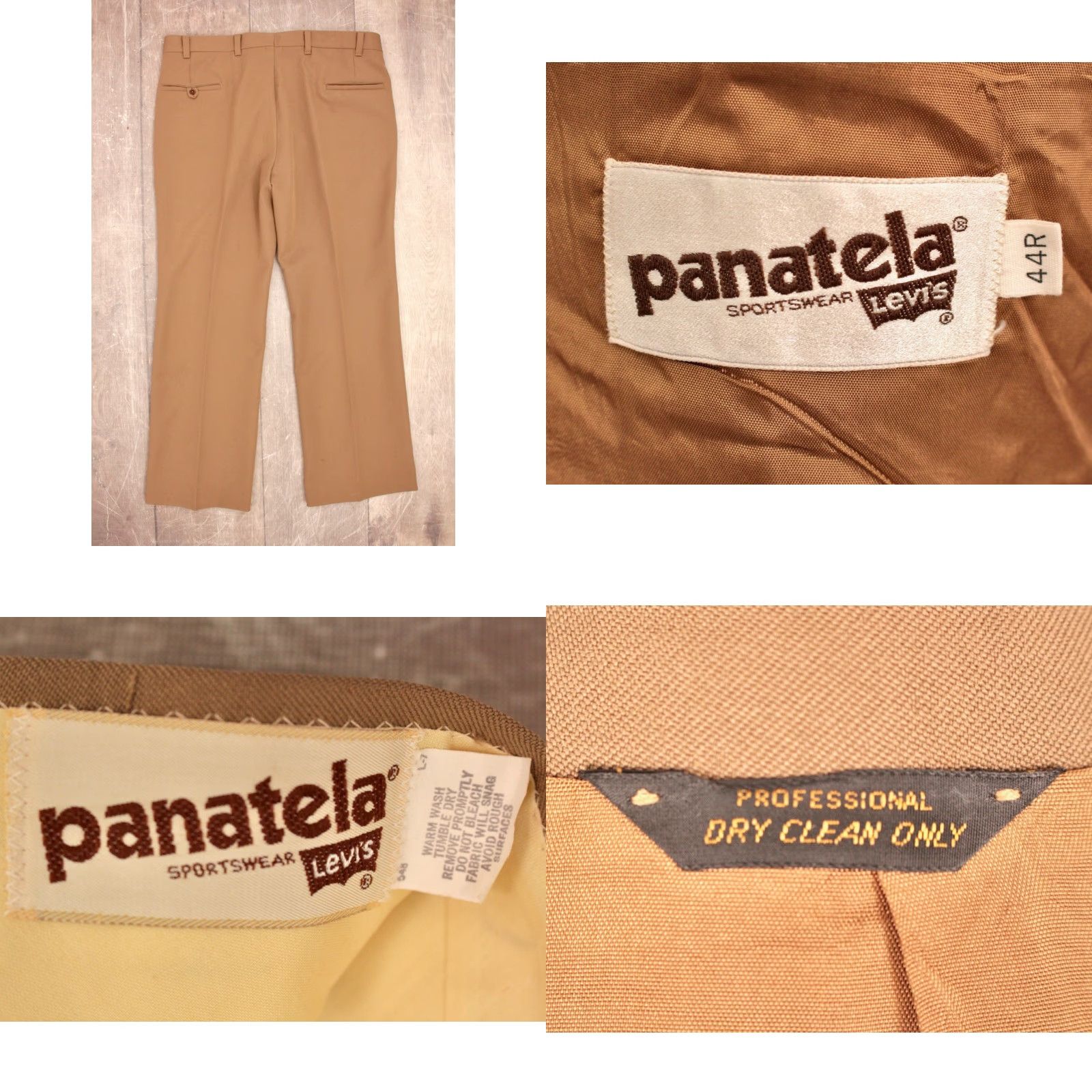 Levi's VINTAGE Levi's 70s Leisure Suit Shirt Jacket Pants 2 PC Mens Brown 44 R 1970s Disco Size 44R - 8 Thumbnail