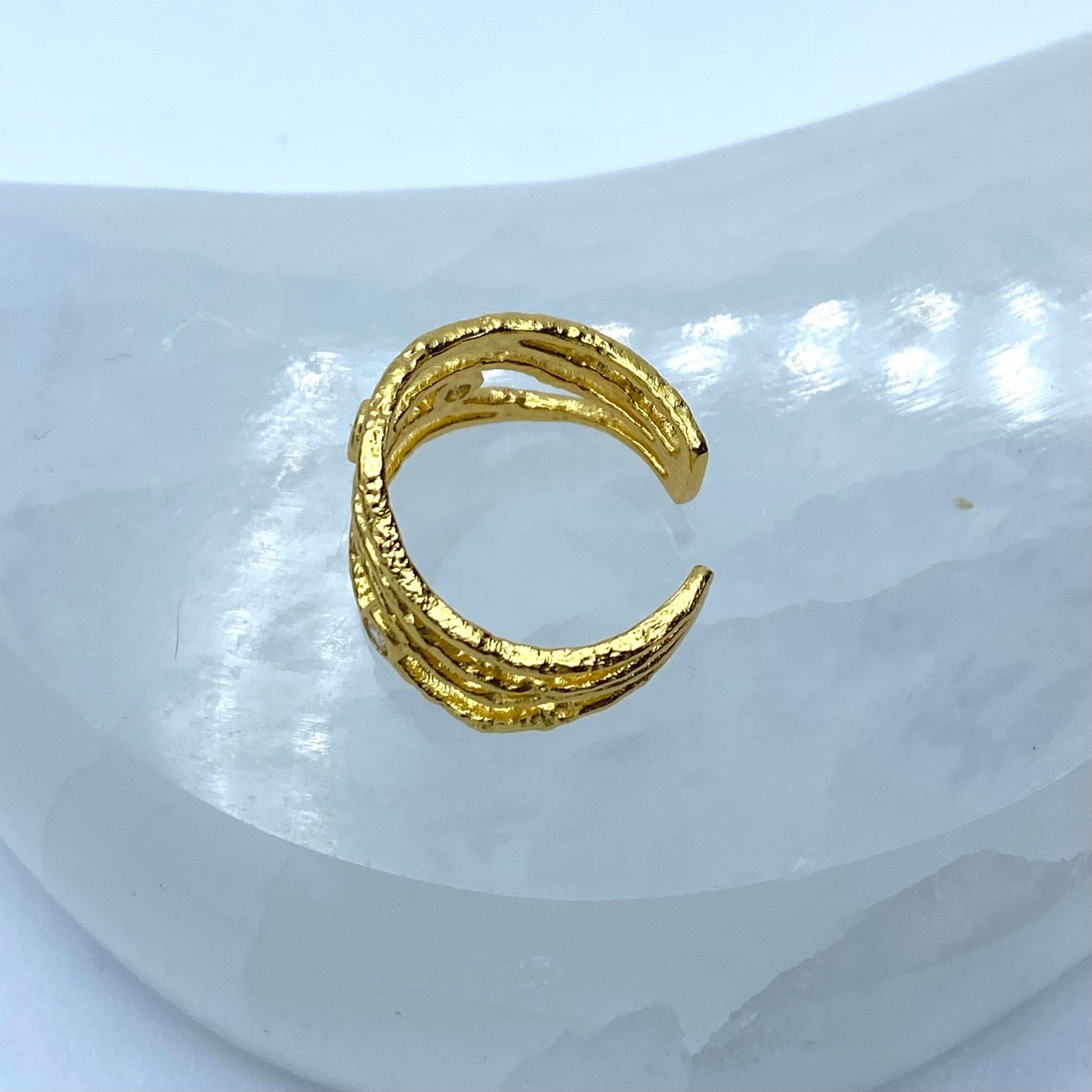 The Unbranded Brand 925 Sterling Silver Cz Gold Plated Irregular Stackable Ring Size ONE SIZE - 6 Thumbnail