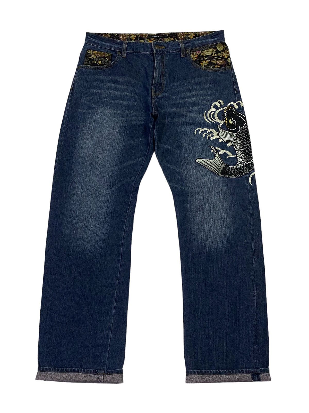 Japanese Brand Japanese Brand Memory Special Koi Fish Embroidery Jeans Size US 34 / EU 50 - 2 Thumbnail