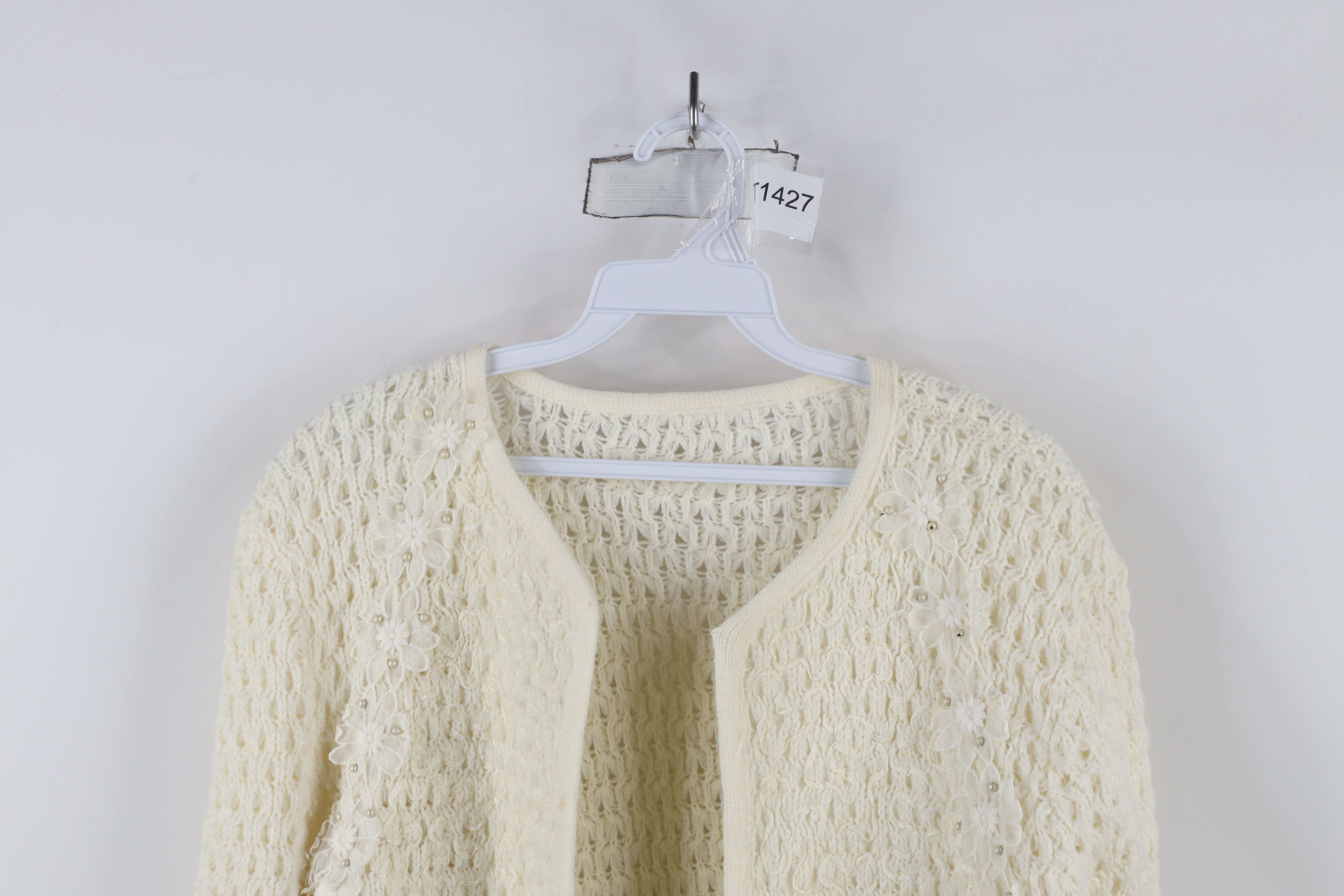 Vintage Vintage 60s 70s Streetwear Knit Open Front Cardigan Sweater Size M / US 6-8 / IT 42-44 - 2 Thumbnail