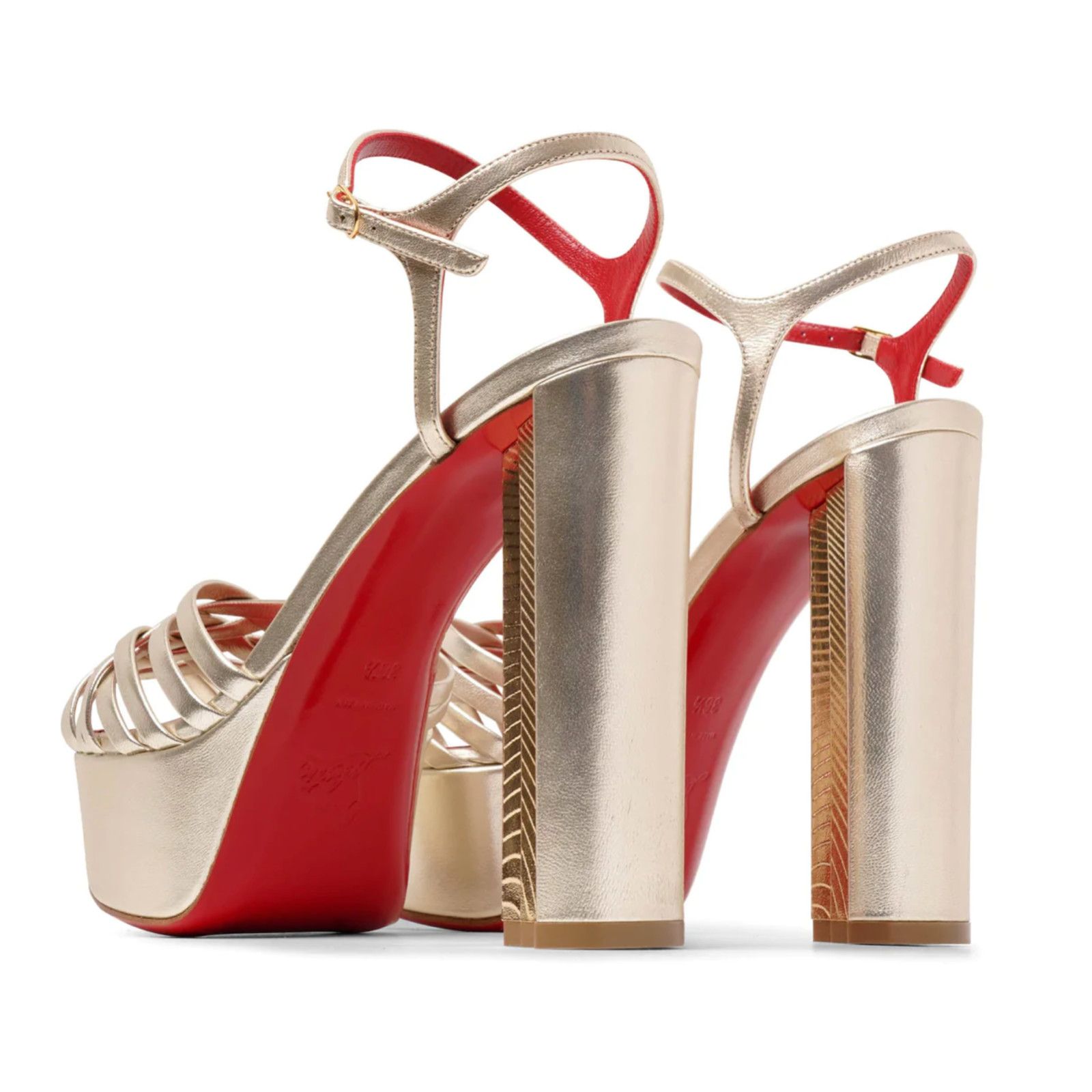 Christian Louboutin Coluna Girl 130 Gold Platform Block Heel Sandal Pump 40 Size US 10 / IT 40 - 9 Thumbnail