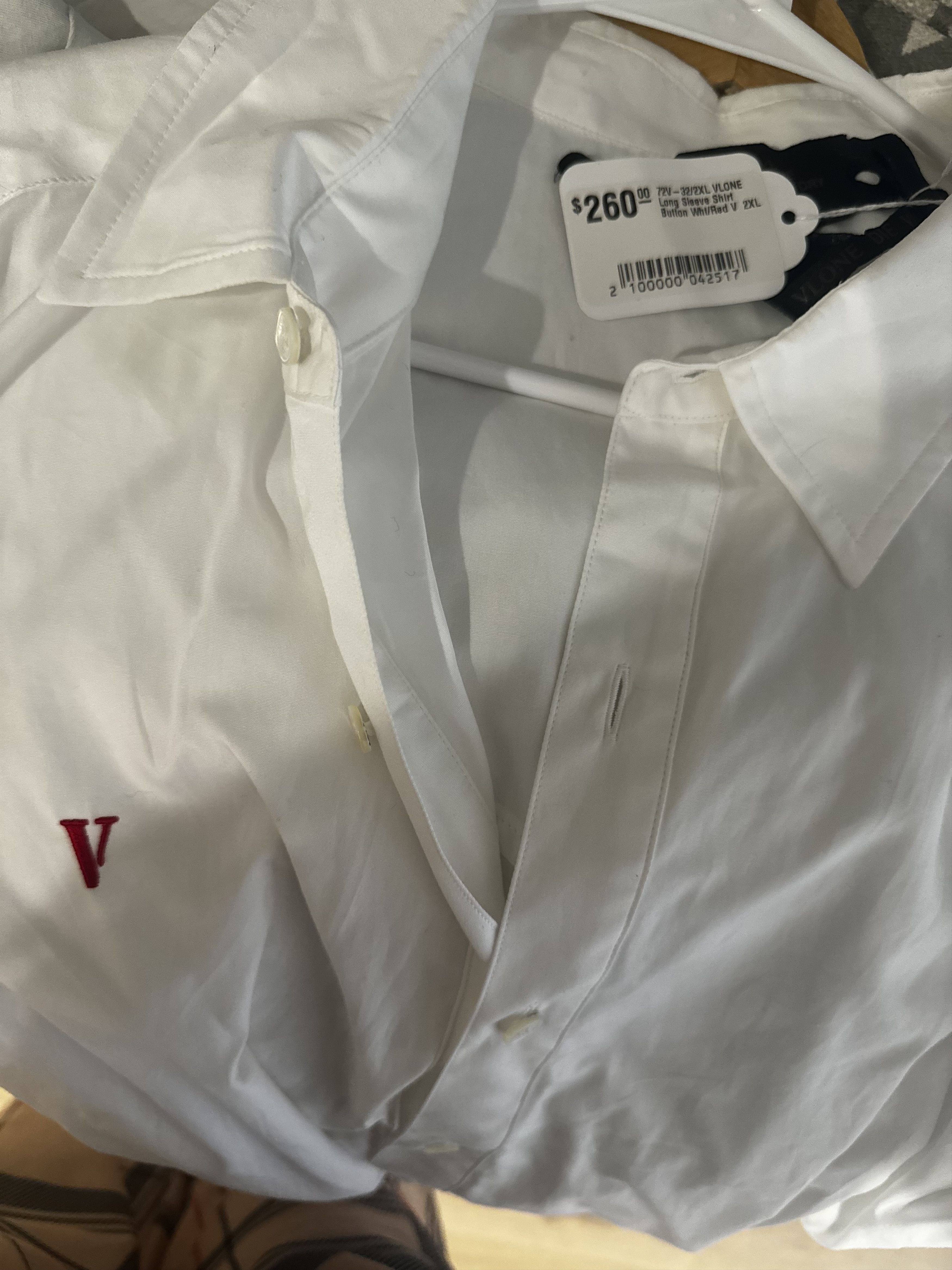 Vlone NWT VLONE White & Red V Long Sleeve Button Down Size US XL / EU 56 / 4 - 2 Thumbnail