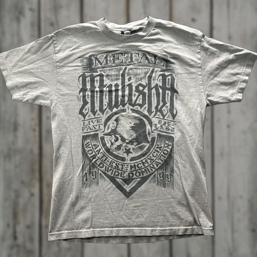 Metal Mulisha VINTAGE Metal Mulisha Shirt Mens Large Gray Graphic Skull Helmet Military Moto Y2K Tee Size US L / EU 52-54 / 3 - 1 Thumbnail