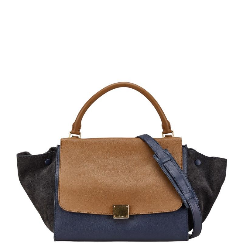 Celine Celine Leather Suede Trapeze Tricolor 2Way Bag Leather Shoulder Bag in Brown, Women's