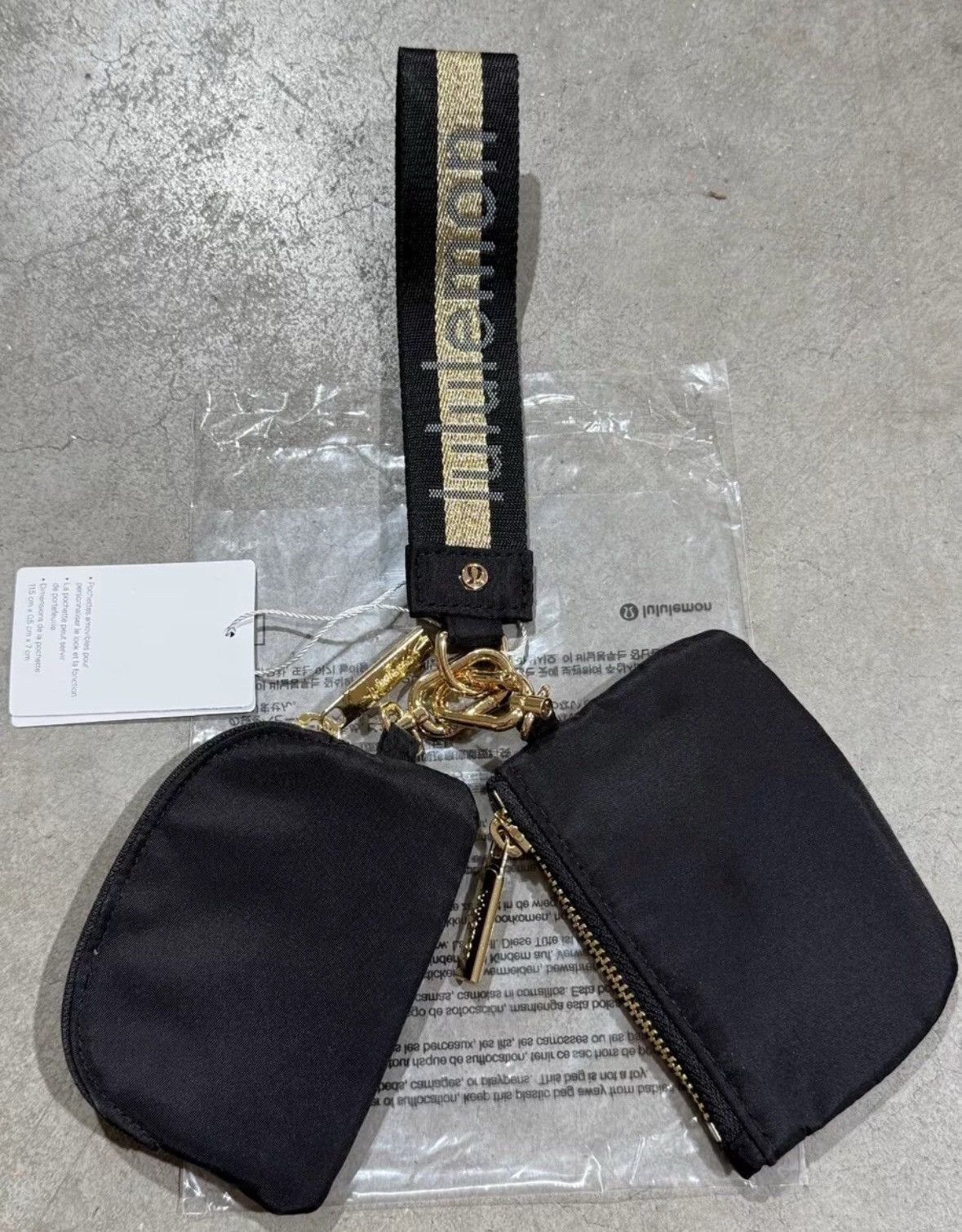Lululemon Lululemon Black Dual Pouch Wristlet Wallet With Gold Accents Size ONE SIZE - 5 Thumbnail