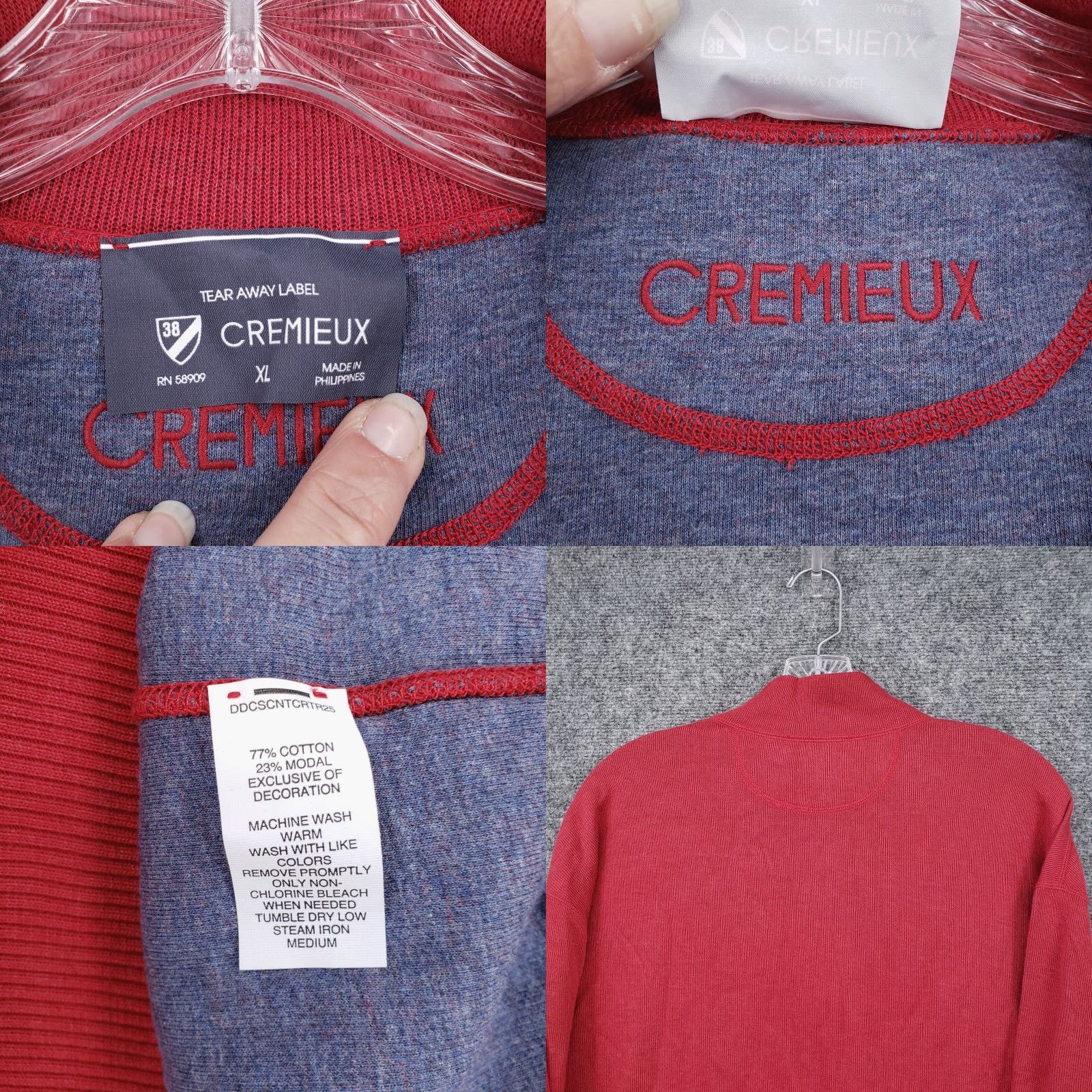 Cremieux Cremieux Sweater Mens XL Red 1/4 Zip Pullover Knit Mock Neck Long Sleeve Zipper (Wait: This seems wrong) Size US XL / EU 56 / 4 - 8 Thumbnail