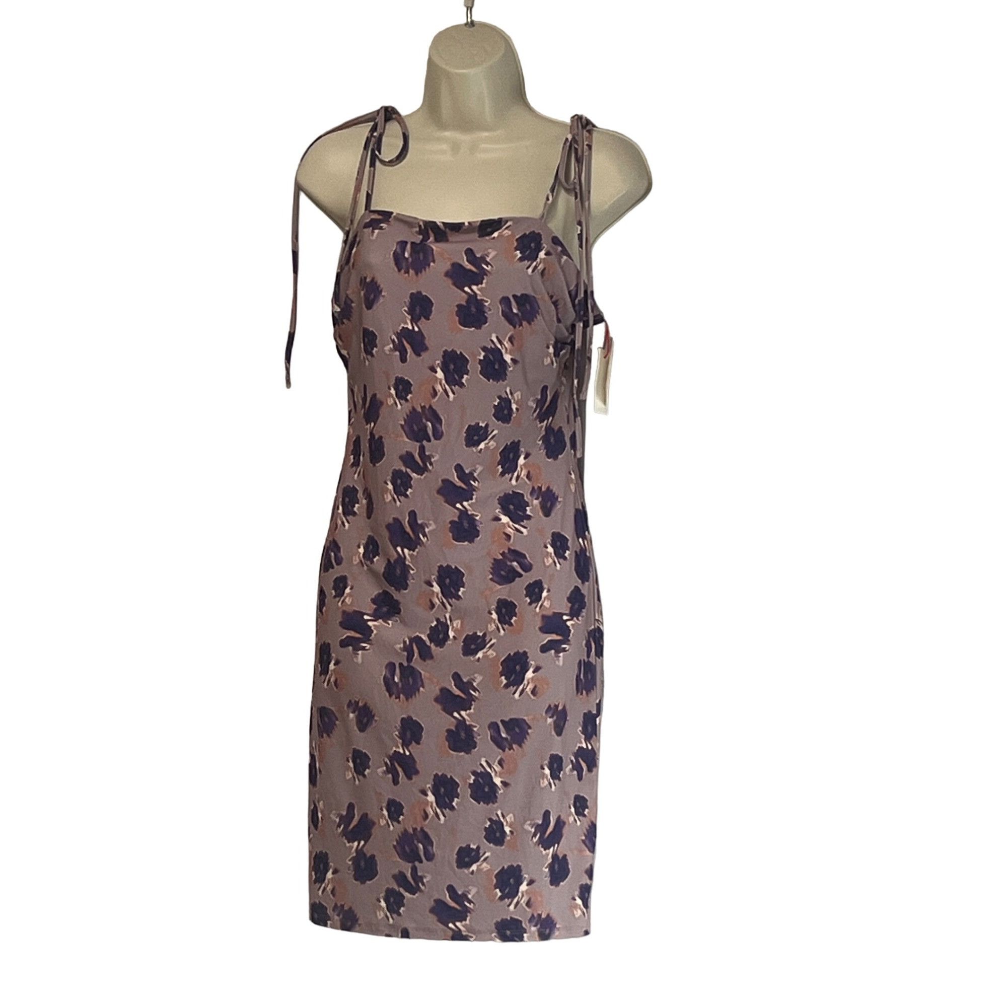 Other Open Edit Tie Shoulder Minidress In Purple- Pink Ash Blur Fl Size L / US 10 / IT 46 - 9 Thumbnail