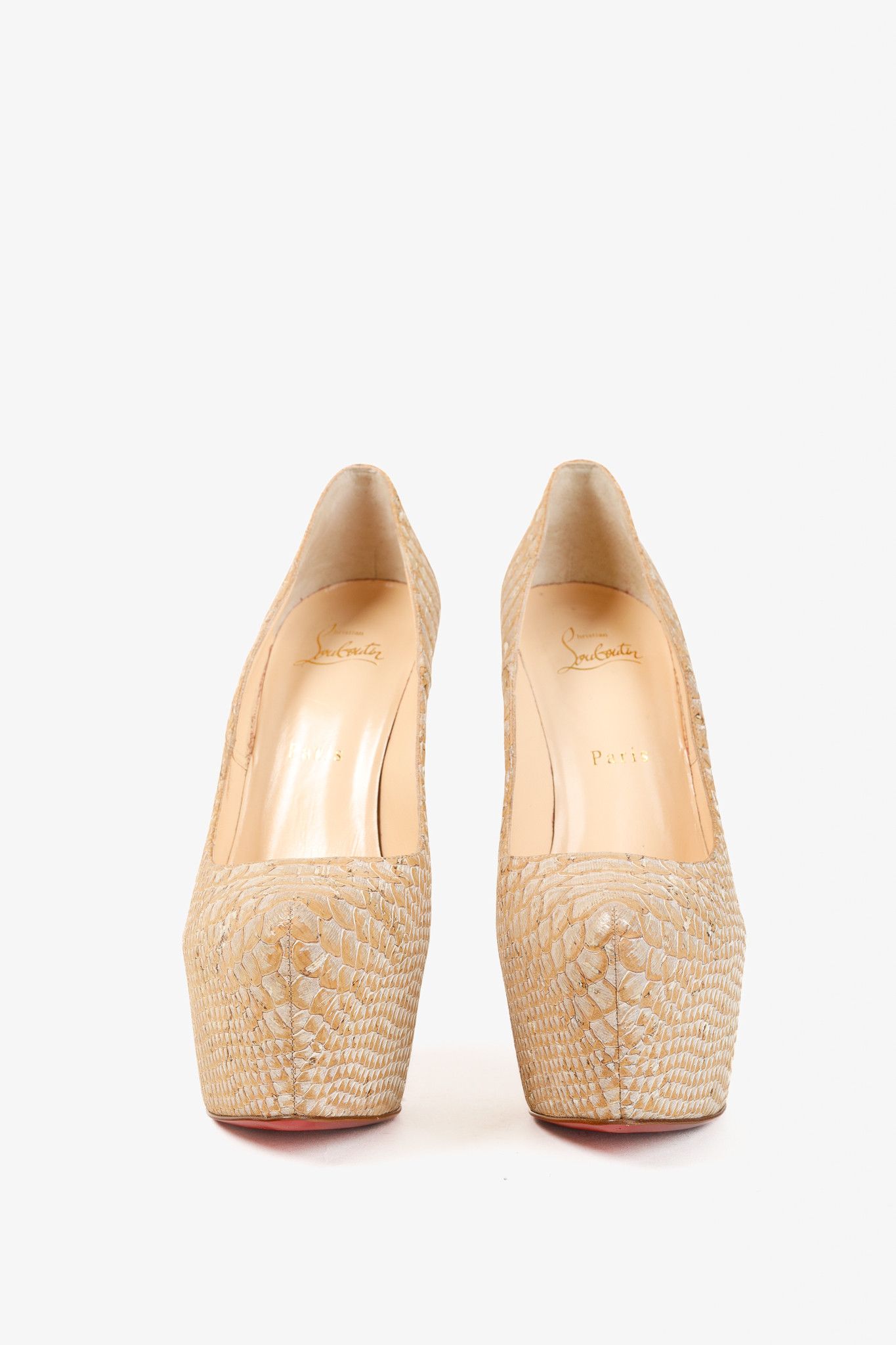 Christian Louboutin Christian Louboutin Daffodile 160 Snake-Embossed Platforms Size US 9 / IT 39 - 3 Thumbnail