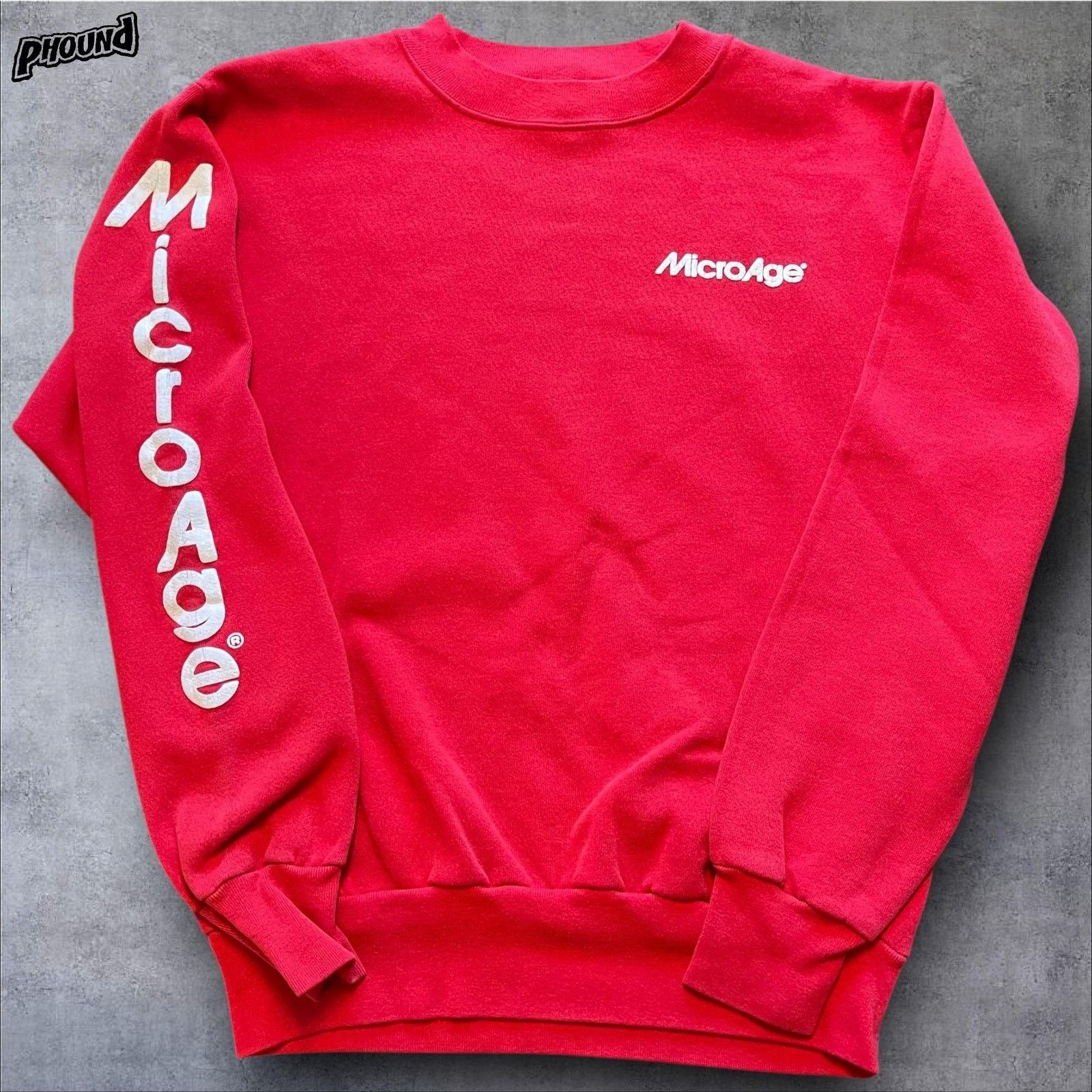 VINTAGE MicroAge Sweatshirt Mens Large Red Crewneck Pullover