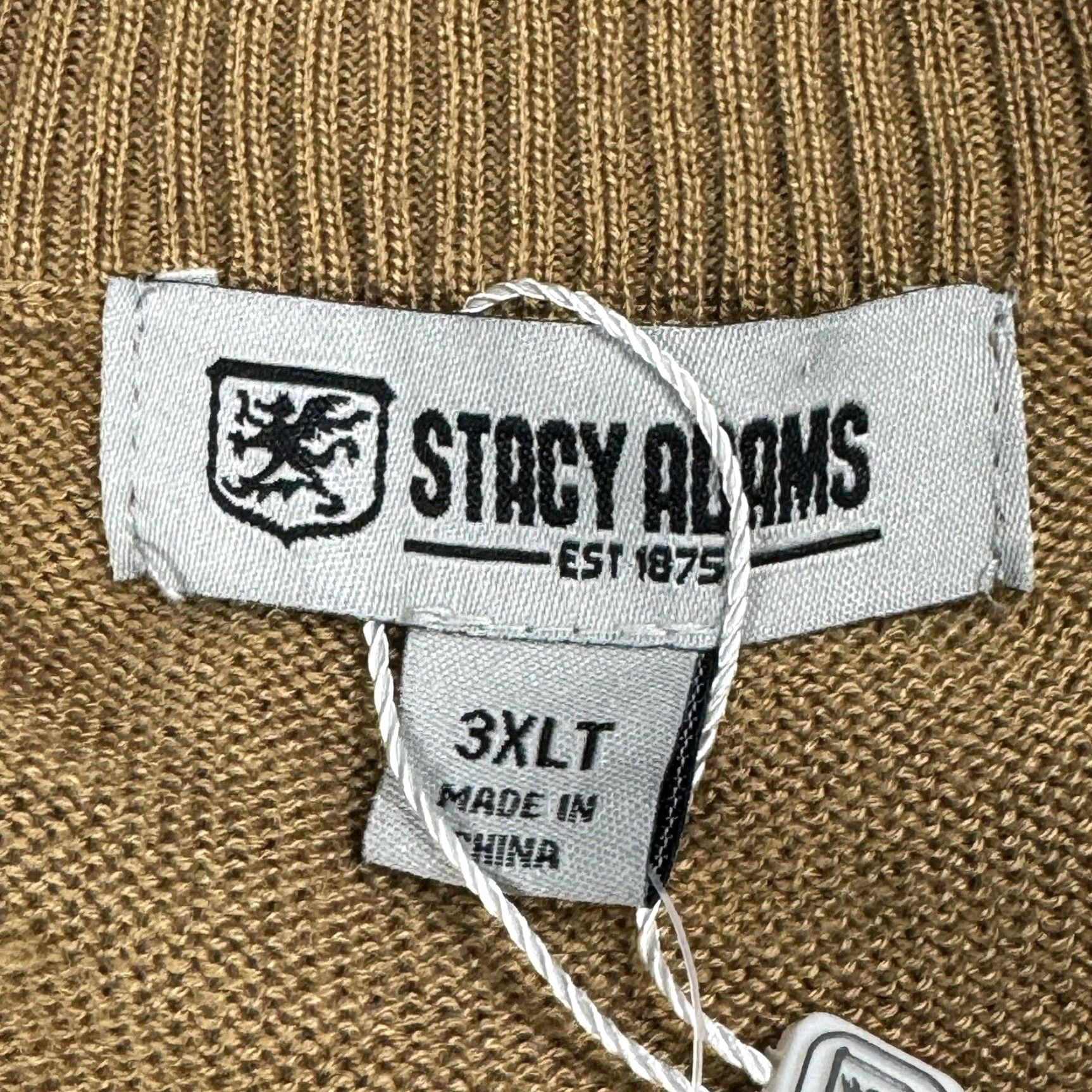 Stacy Adams Stacy Adams Designer Sweater 3XLT Big & Tall Adult Beige Knit 1/4 Zip Plaid Mens Size US XXL / EU 58 / 5 - 4 Thumbnail