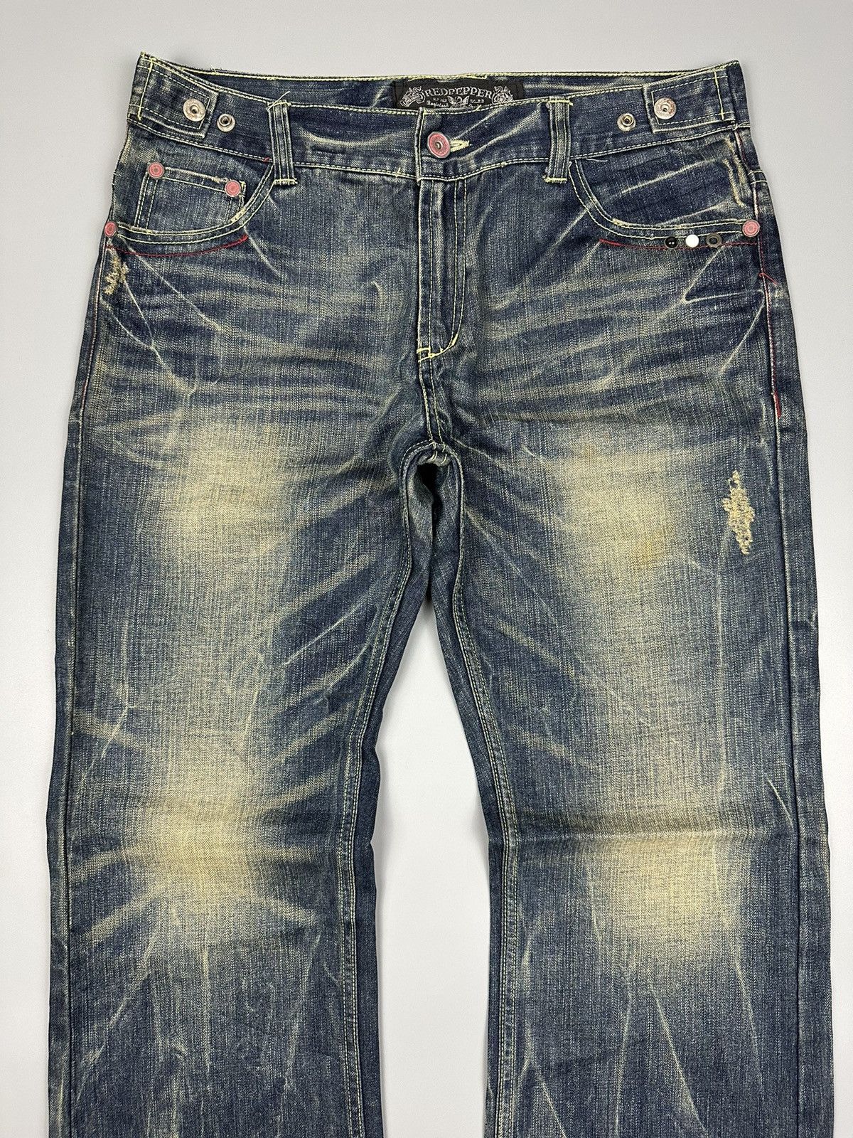 If Six Was Nine 🔥Rare🔥Red Pepper Embroidered Whiskered Flare Denim Size US 36 / EU 52 - 5 Thumbnail