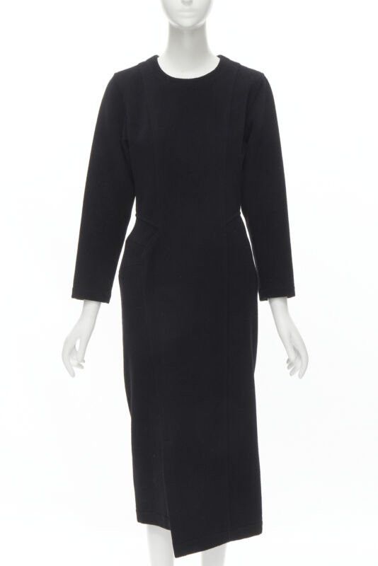Comme des Garcons vintage COMME DES GARCONS 1980s black wool asymmetric panelled sheath dress M Size M / US 6-8 / IT 42-44 - 1 Thumbnail