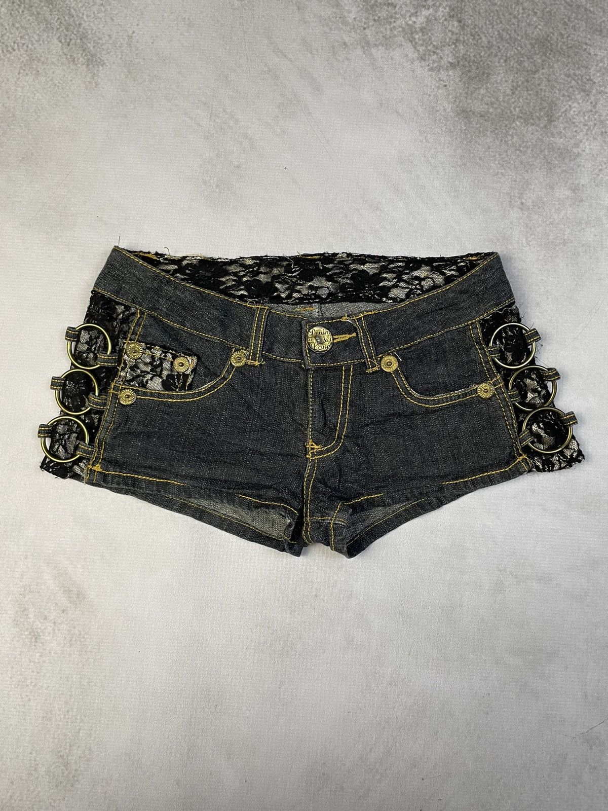 Y2k Works 🇯🇵 D.i.a Style Metal Rings Denim Micro Shorts Gyaru