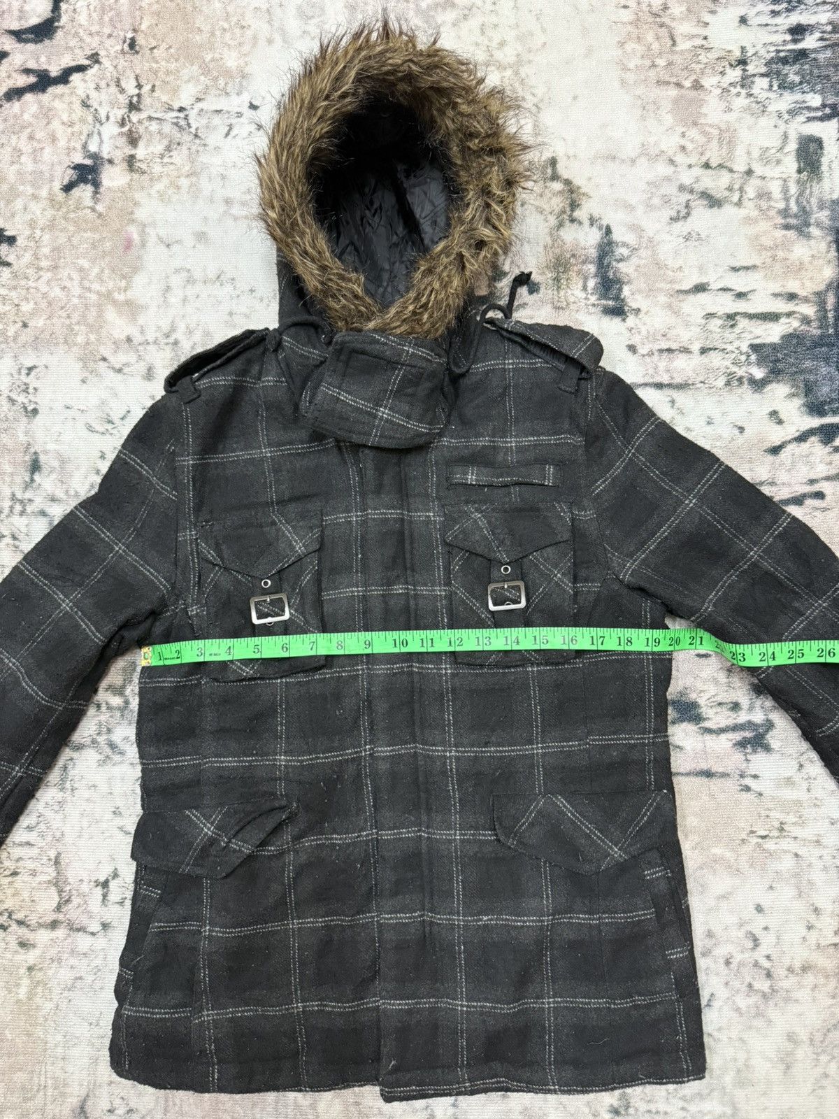 In The Attic In the Attic Rockers Garment wool plaid check fur jacket Size US S / EU 44-46 / 1 - 18 Thumbnail