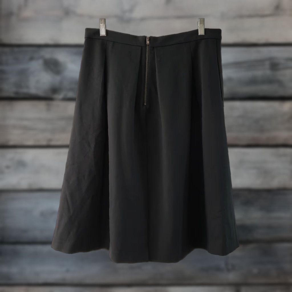 Vintage Search for Sanity Womens Skirt L Solid Black Cotton Blend Exposed Zipper Knee Length A-Line Womens Size 36" / US 14 / IT 50 - 1 Thumbnail