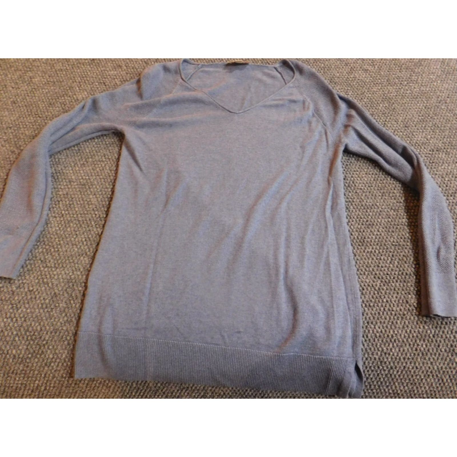 Loft LOFT Womens Sweater M Blue V-Neck Pullover Knit Rib Knit Stretch Regular Long Sleeve Casual Modern Designer Pattern Solid Size M / US 6-8 / IT 42-44 - 2 Thumbnail