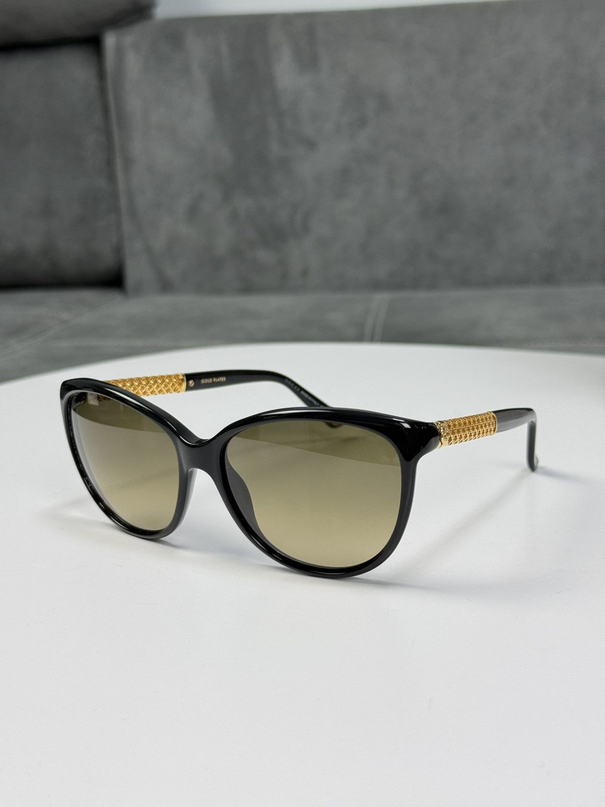 Gucci Gucci Gold Plated Black Sunglasses GG3692 Cat Eye Size ONE SIZE - 8 Thumbnail