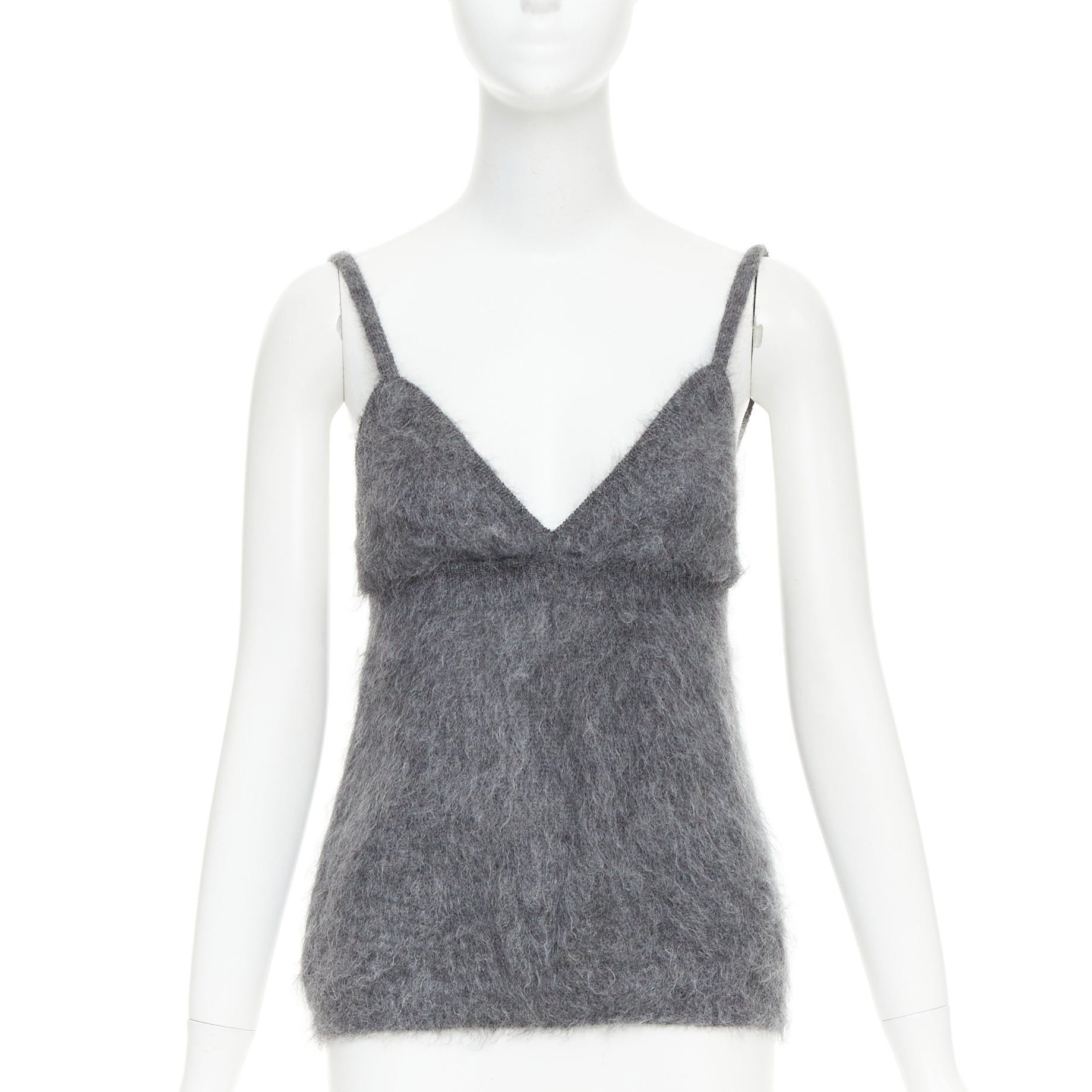 Prada PRADA 2017 fluffy grey mohair blend strappy camisole top IT38 XS Size XS / US 0-2 / IT 36-38 - 1 Thumbnail
