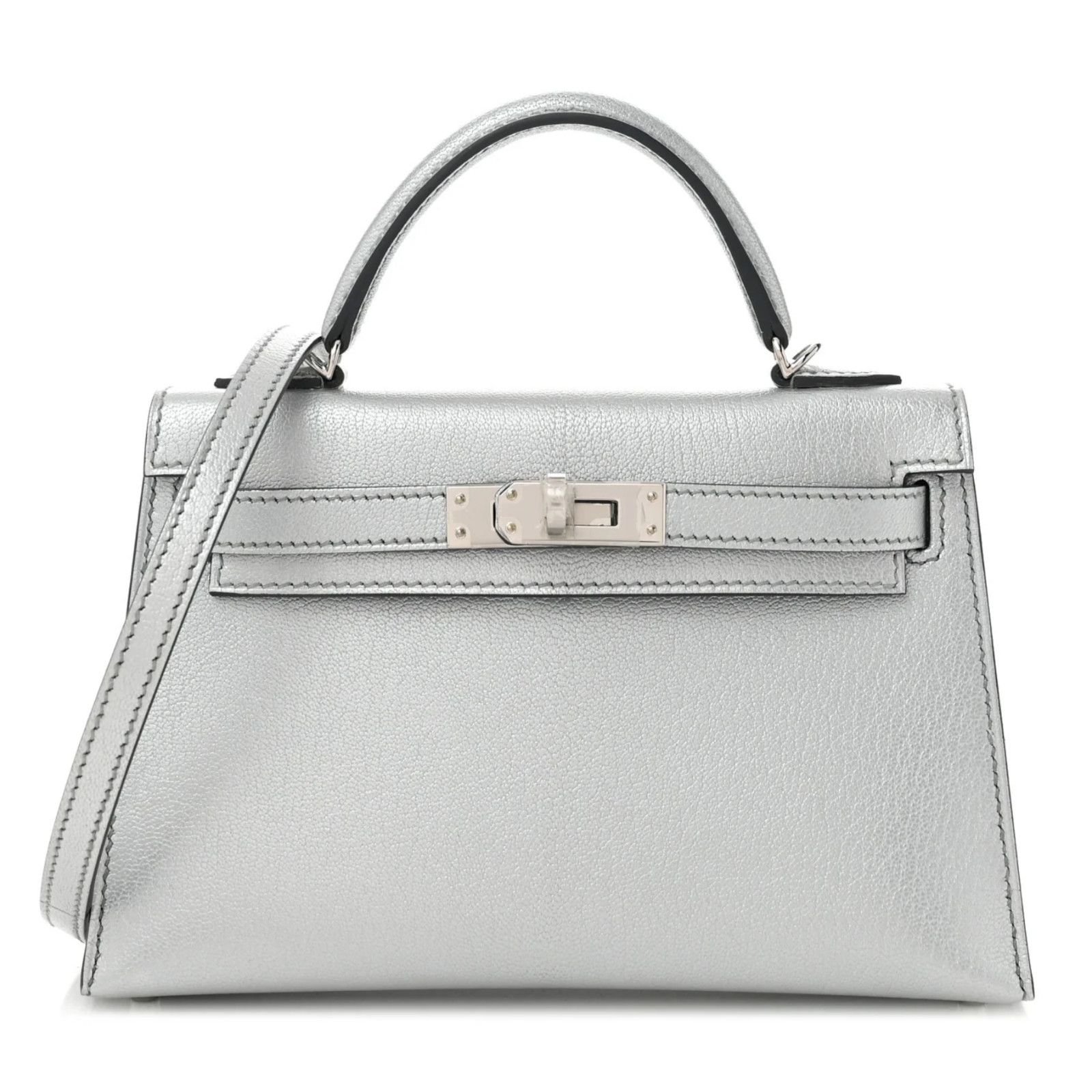 Hermes Mini Kelly 20 Sellier Argent Chevre Chamkilight Palladium Size ONE SIZE - 1 Thumbnail