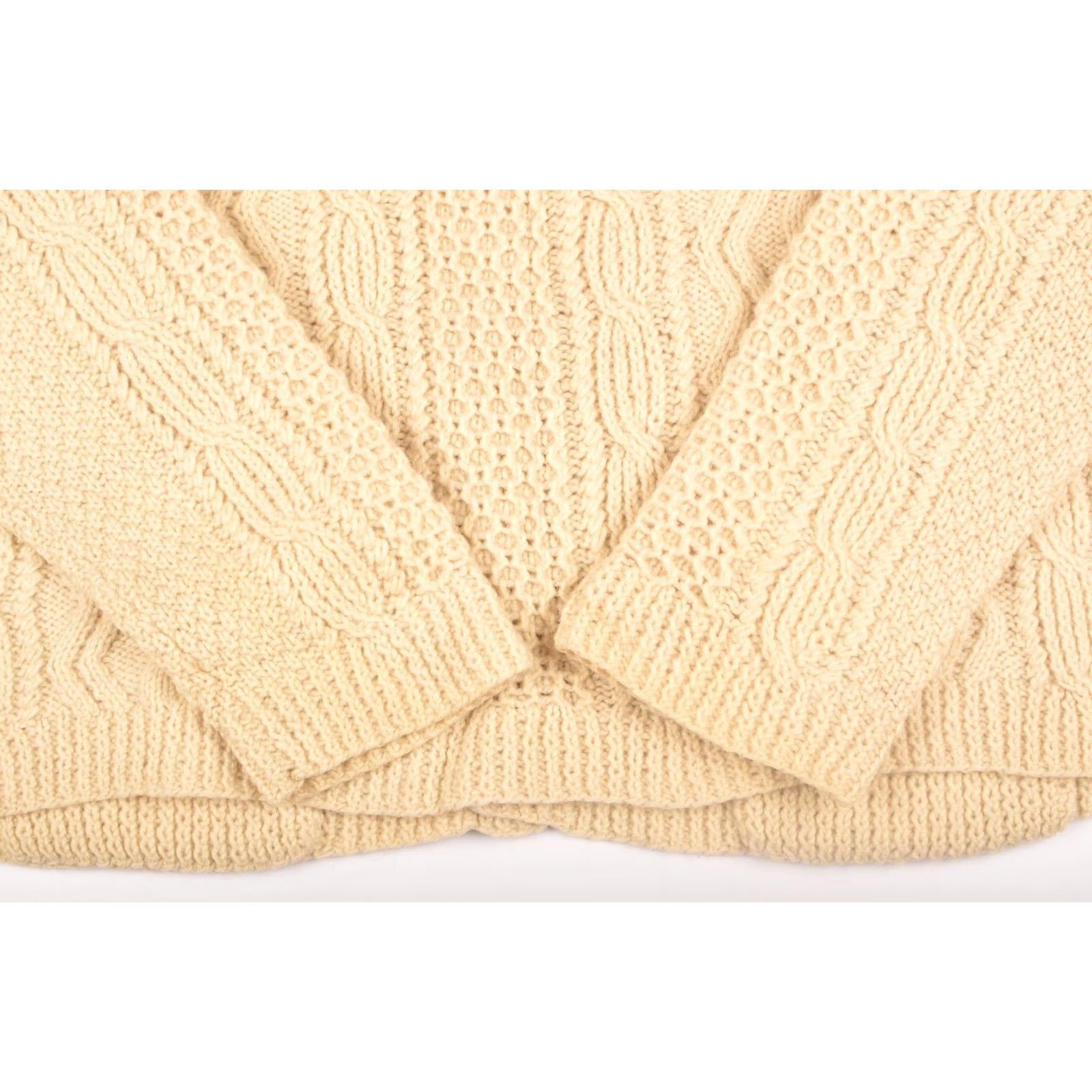Vintage VINTAGE An Irish Craft Hand-Knit Garment Fisherman Wool Cardigan Sweater Mens OS Ivory Knit Wool 60s 70s Size US M / EU 48-50 / 2 - 6 Thumbnail