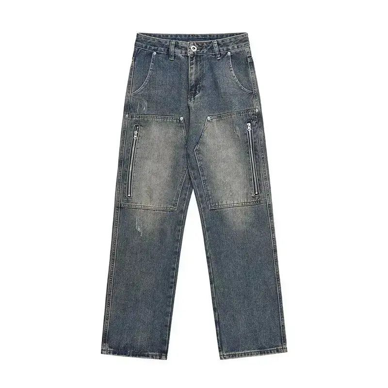 Japanese Brand Loose straight zippered washed jeans Size US 30 / EU 46 - 5 Thumbnail
