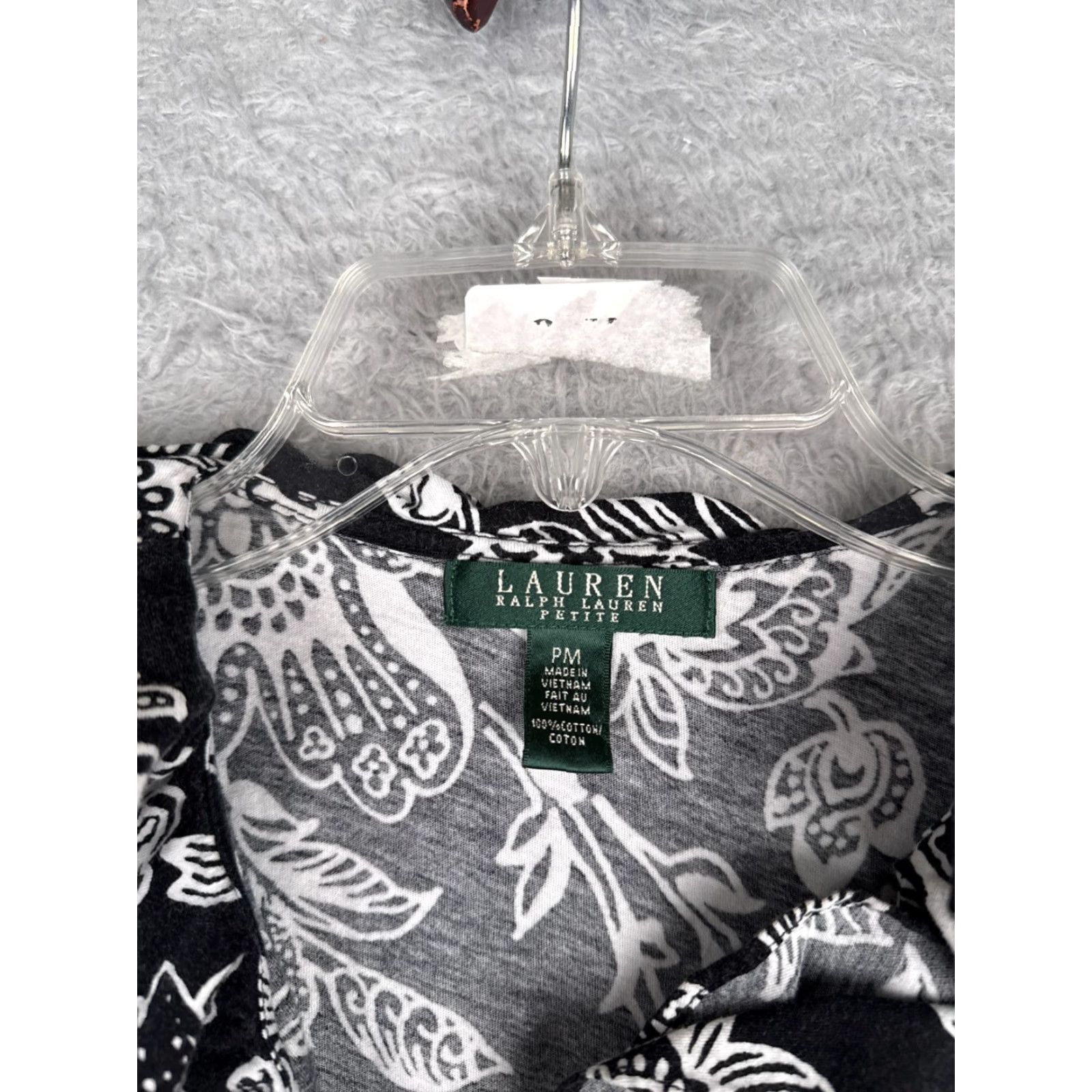 Ralph Lauren VINTAGE Lauren Ralph Lauren Shirt Womens Petite Medium Black Floral Cotton V-Neck Tank Sleeveless Slim Size M / US 6-8 / IT 42-44 - 6 Thumbnail