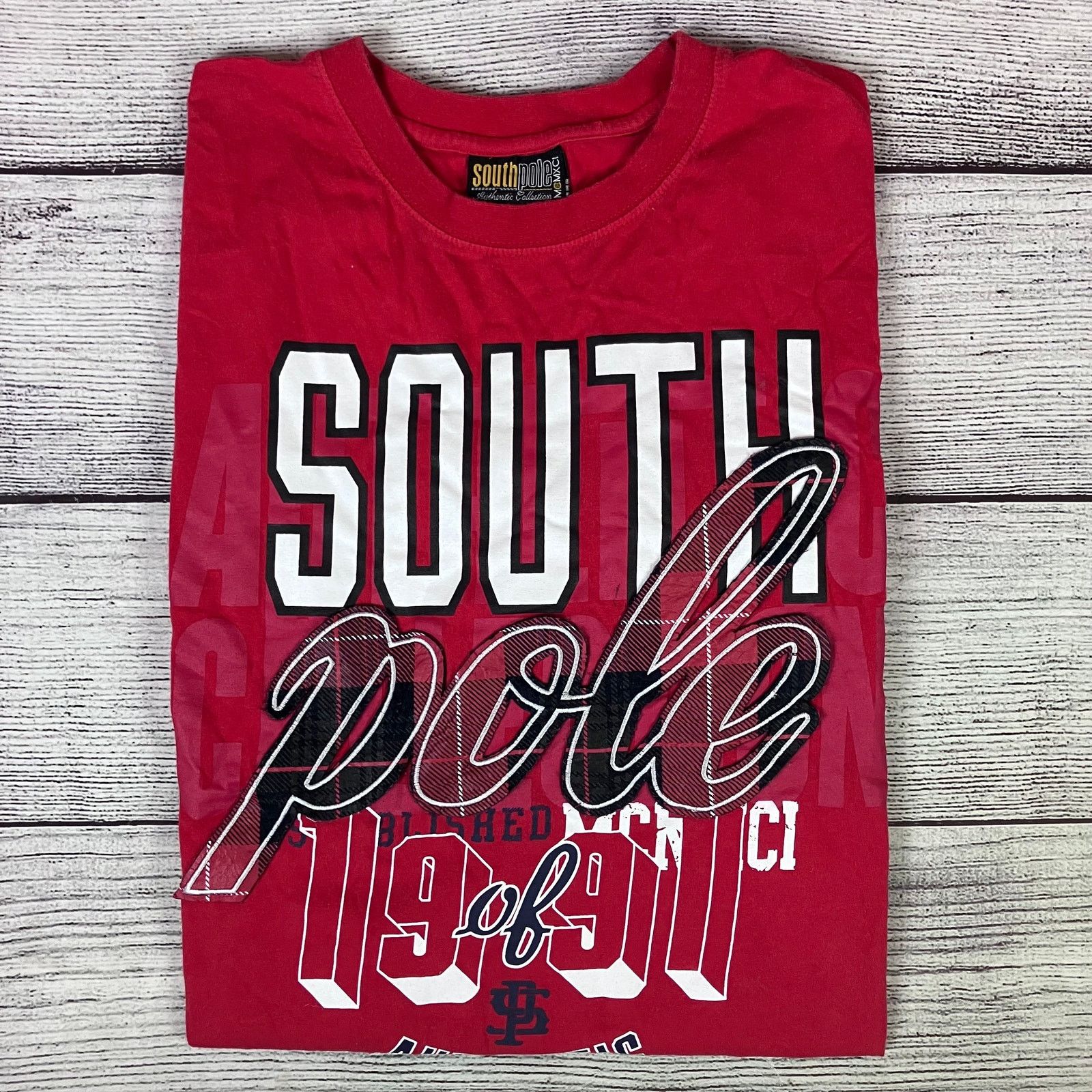 Southpole × Vintage Y2k Southpole Big Logo Red Short Sleeve T-shirt Size US XL / EU 56 / 4 - 1 Thumbnail