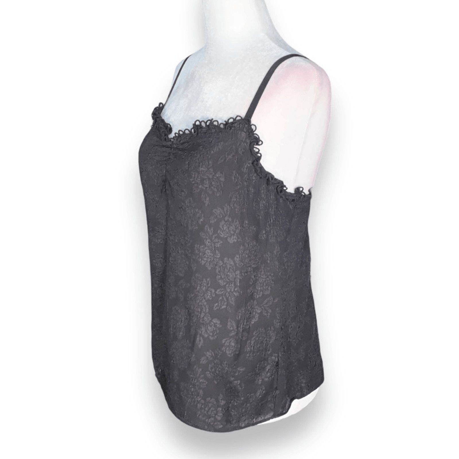 Rebecca Taylor Rebecca Taylor Black Silk Floral Lace Cami Tank Top Size 4 Size XS / US 0-2 / IT 36-38 - 6 Thumbnail