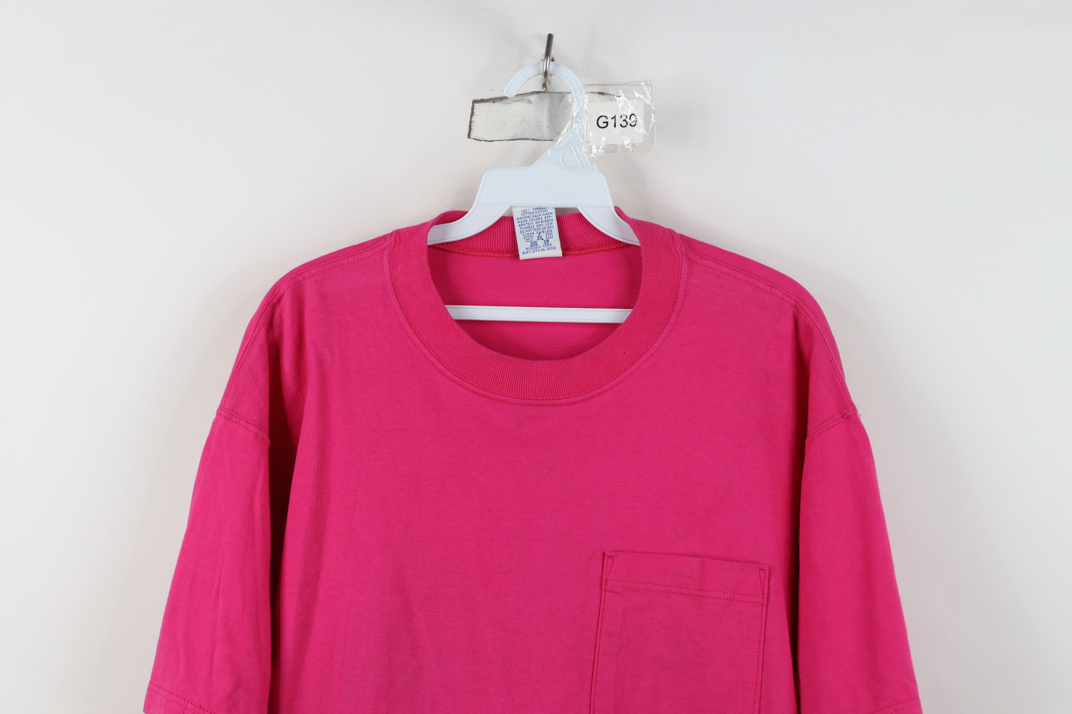 Russell Athletic Vintage 90s Russell Athletic Blank Cotton T-Shirt Pink USA Size US XL / EU 56 / 4 - 2 Thumbnail