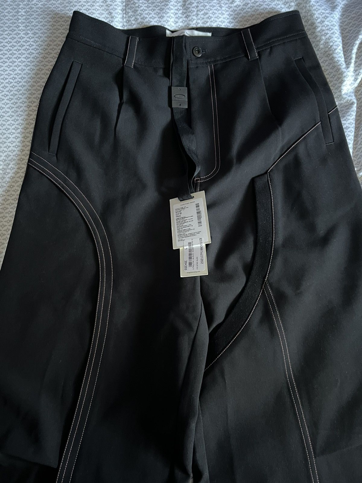 Feng Chen Wang Black Contrast Stitching Cargo Pants Size US 34 / EU 50 - 3 Thumbnail