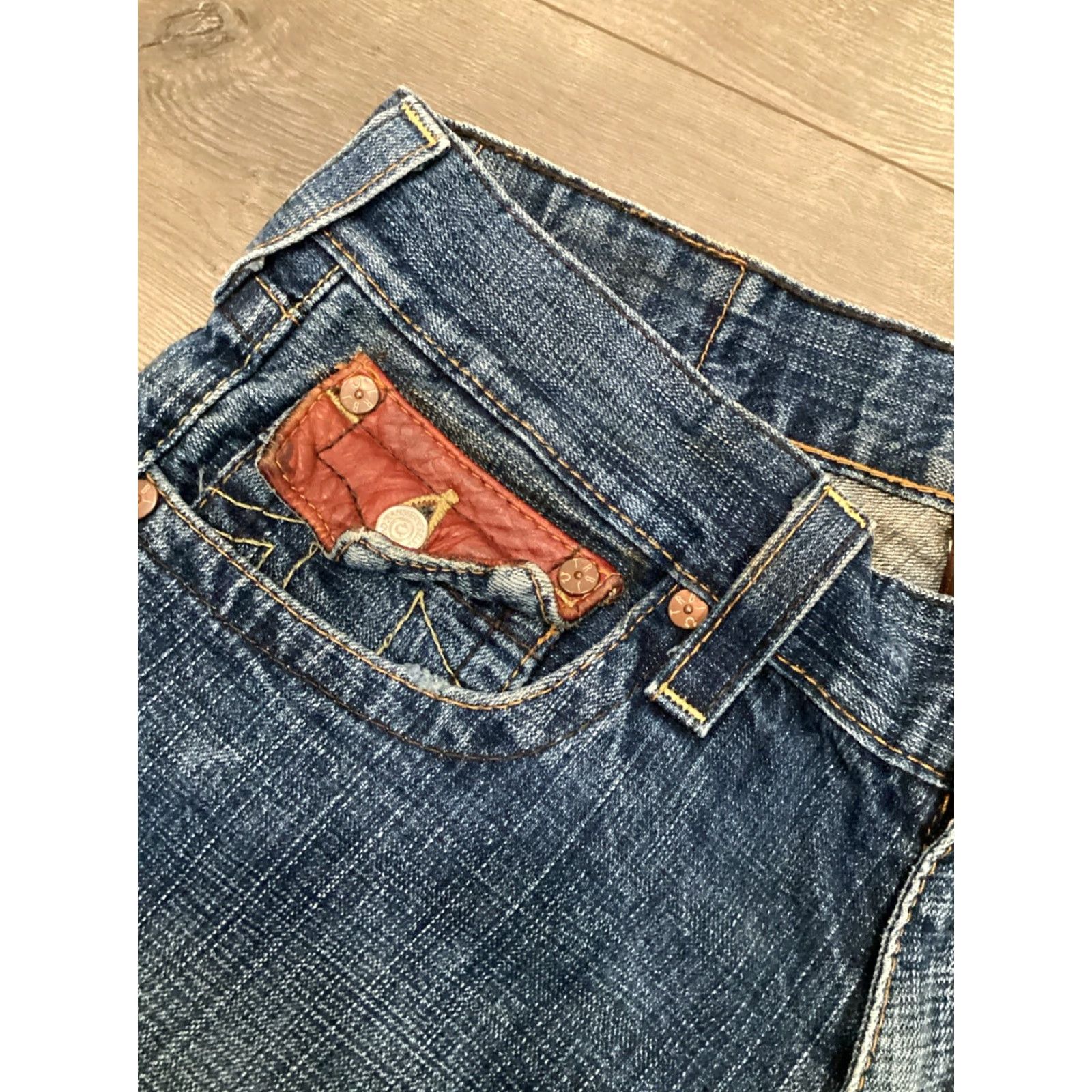 True Religion True Religion World Tour Men's Flared Jeans Size 33 Blue Cotton Distressed Size US 33 - 5 Thumbnail