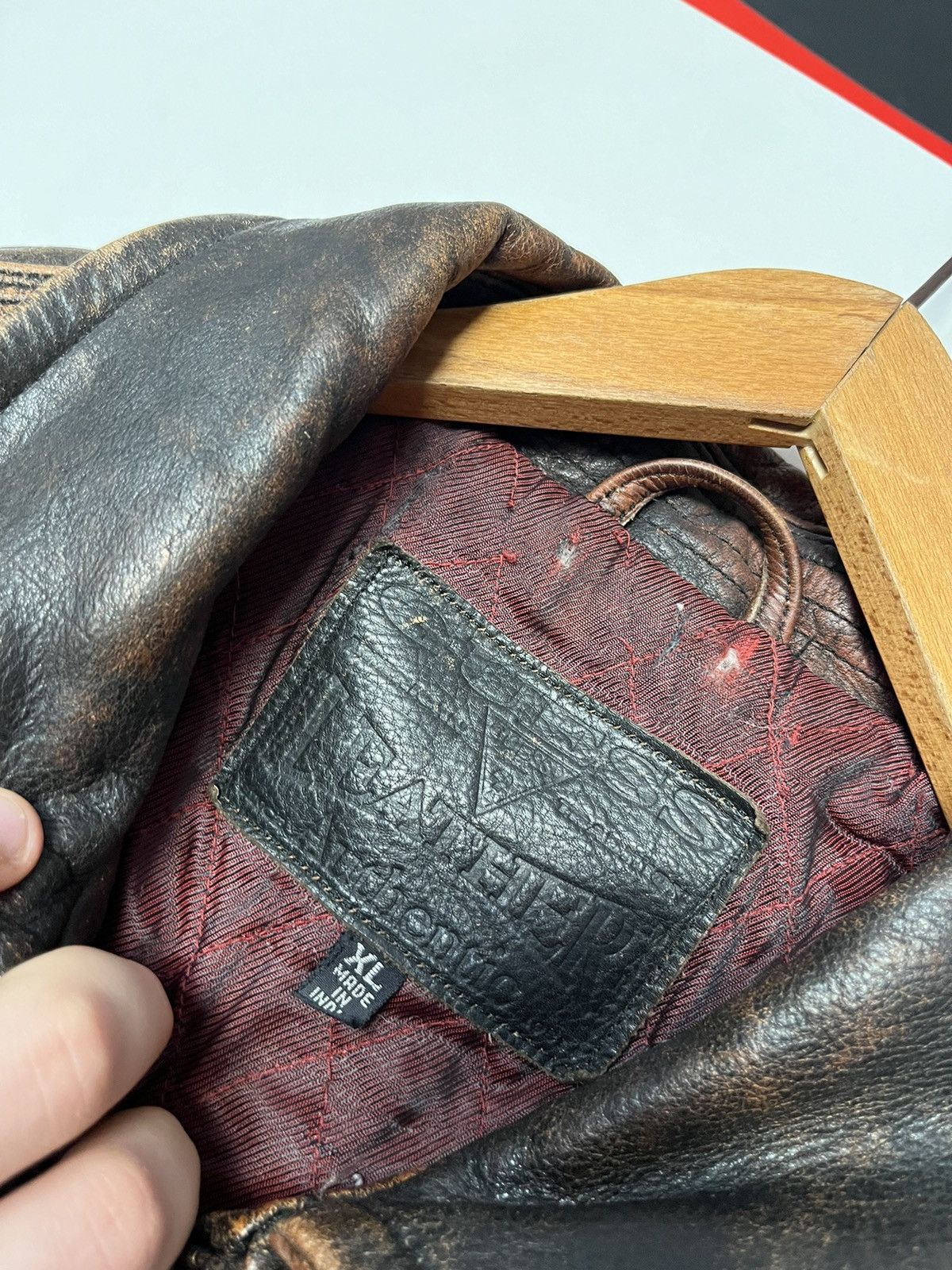 Guess × Vintage Vintage 90’s Guess Heavy Distressed Leather Jacket Designer Size US XL / EU 56 / 4 - 2 Thumbnail
