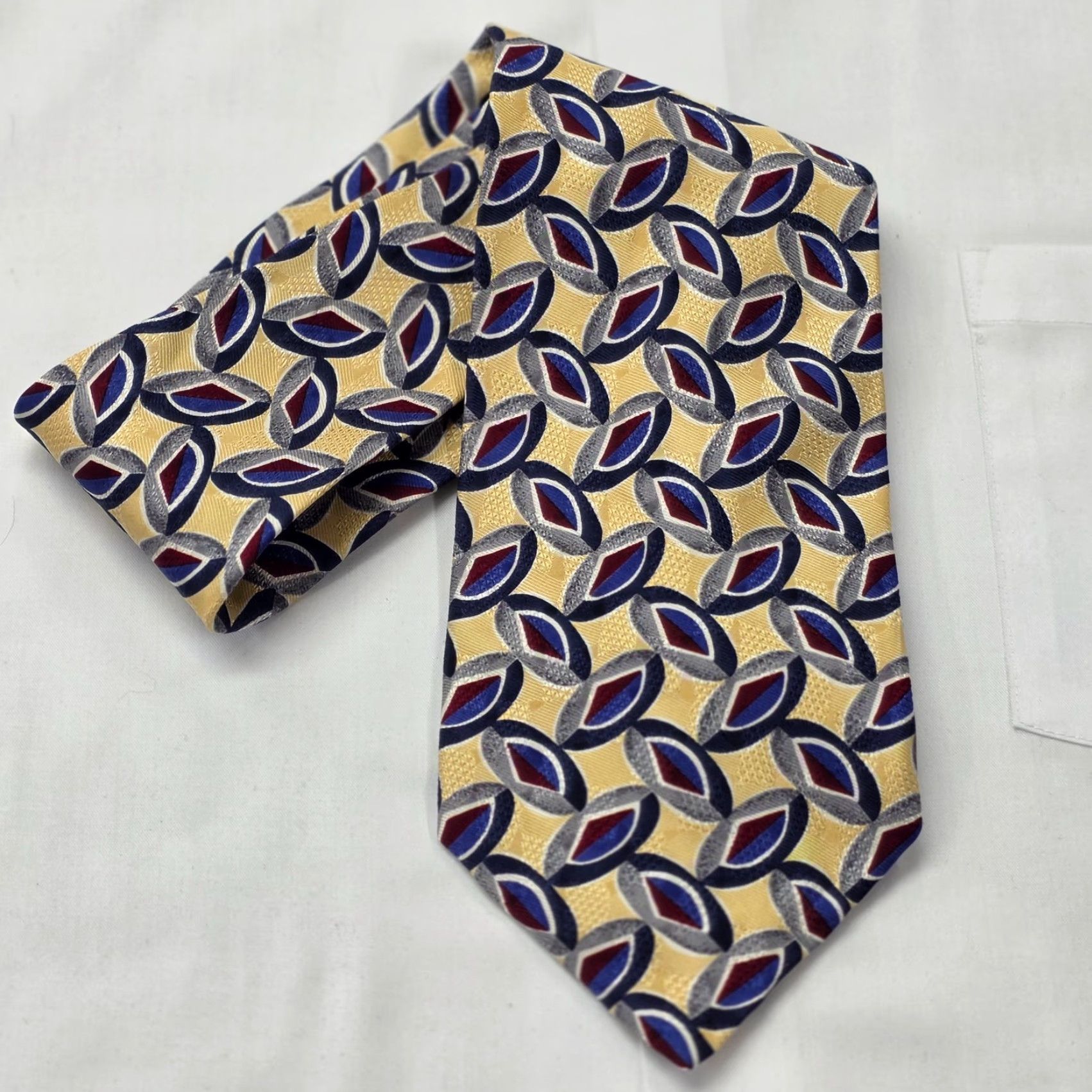 Robert Talbott Robert Talbott Necktie Mens Yellow Geometric Silk Tie Designer USA Size ONE SIZE - 6 Thumbnail