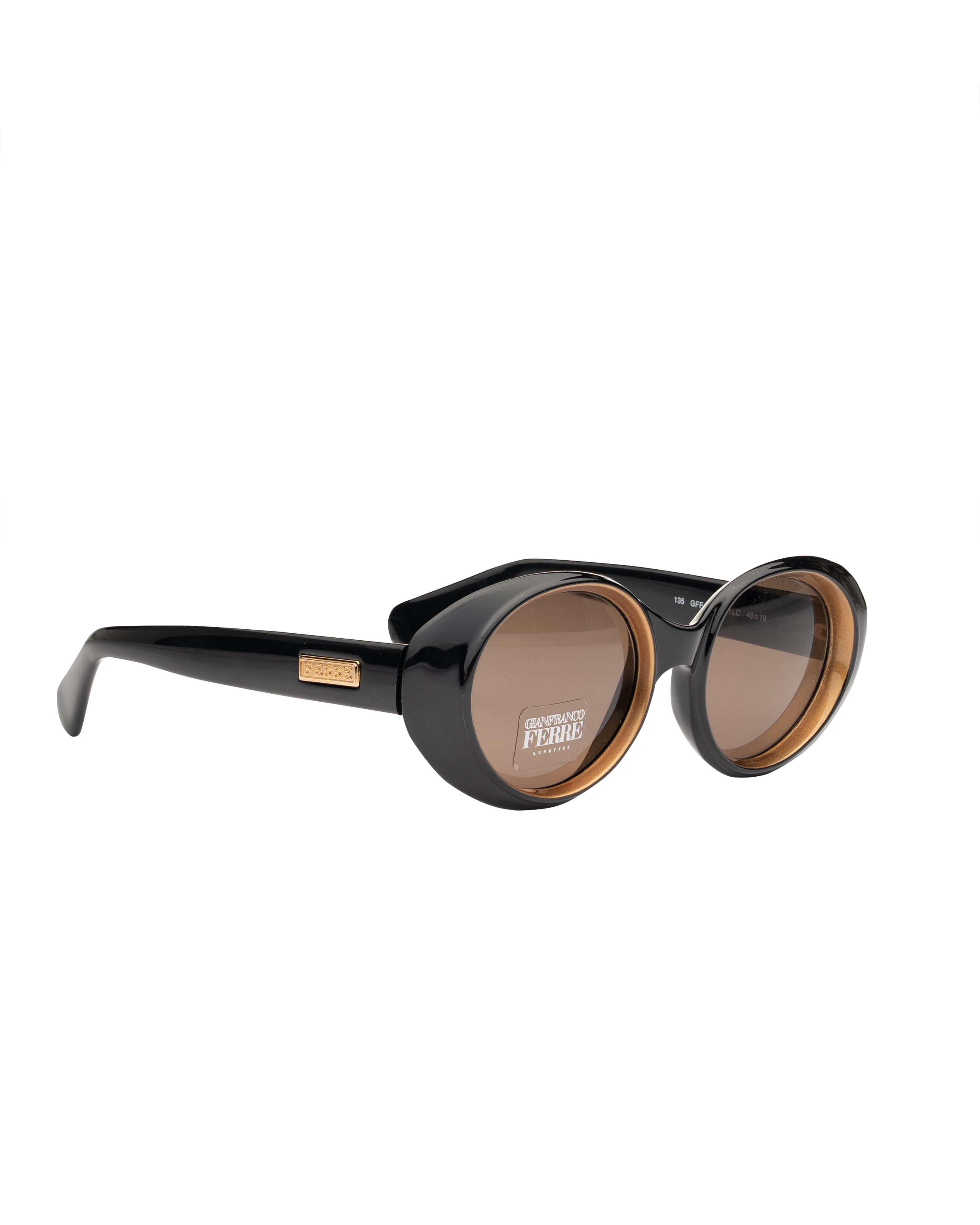Gianfranco Ferre Gianfranco Ferre 90's Black & Gold Oversized Oval Sunglasses Size ONE SIZE - 3 Thumbnail