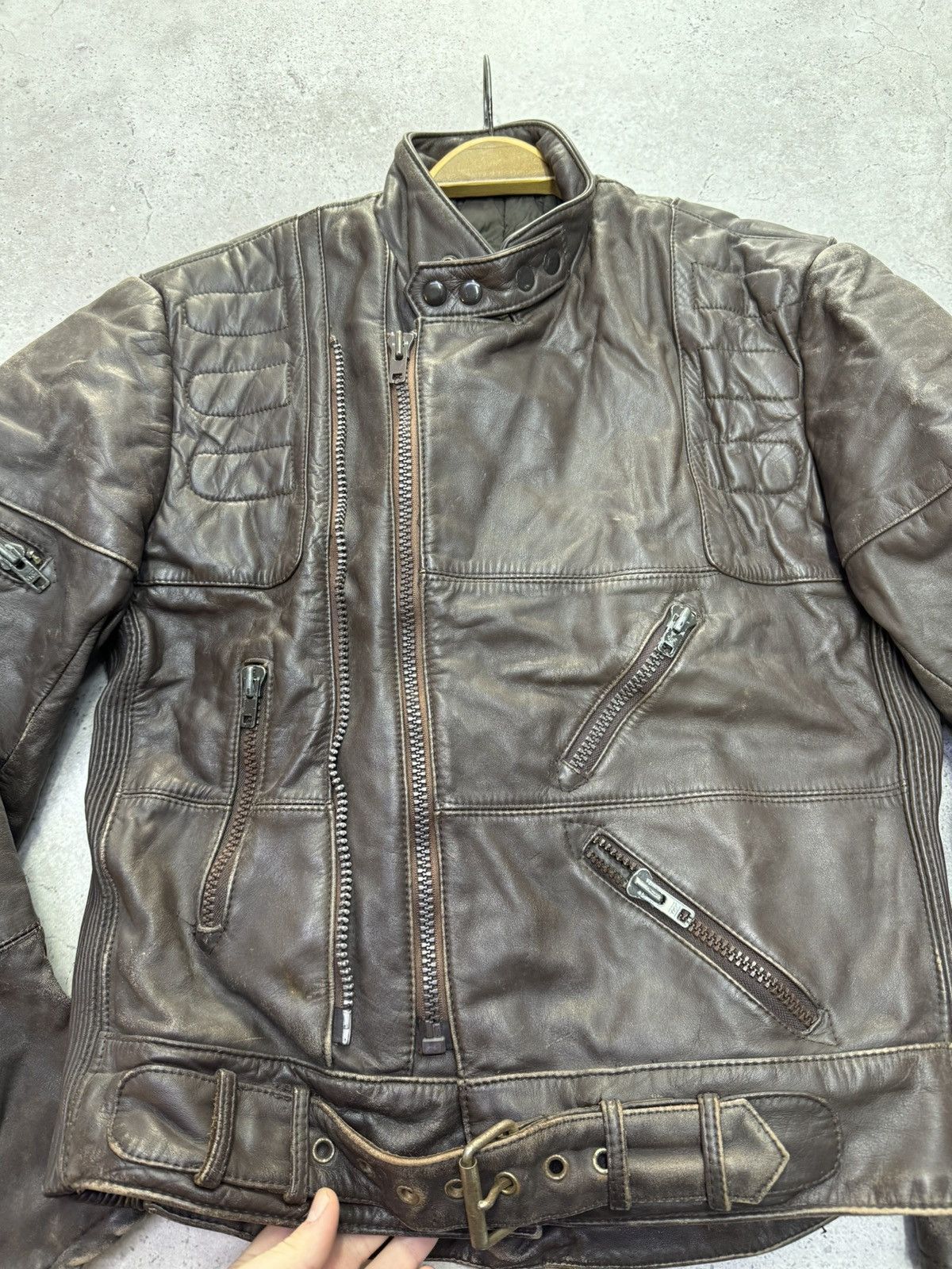 Japanese Brand Vintage 90s Stone Leather Multi-Zip Racing Jacket Size US M / EU 48-50 / 2 - 5 Thumbnail