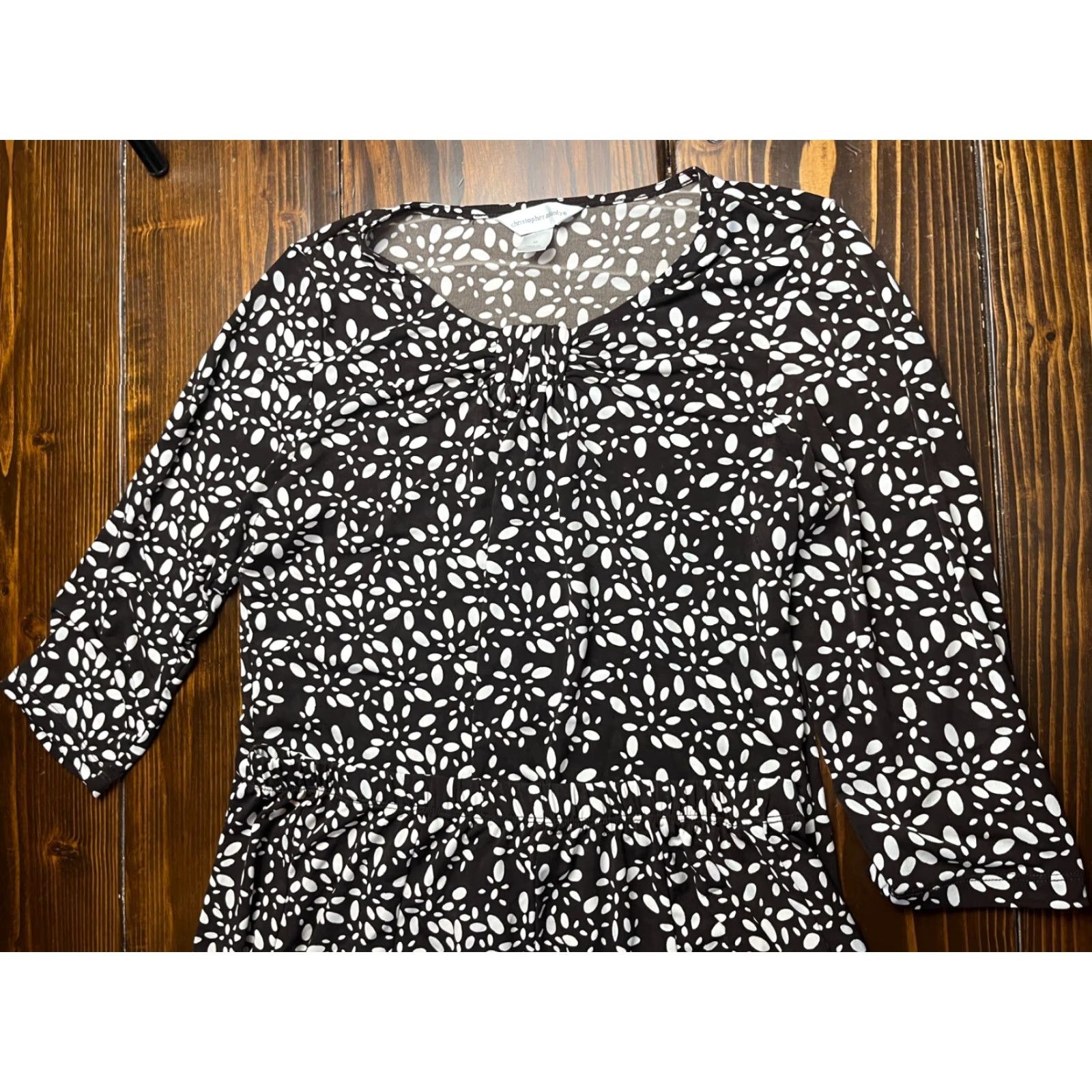 Vintage Christopher & Banks Blouse Skirt Outfit 2 Piece Floral Brown White M Womens Size M / US 6-8 / IT 42-44 - 3 Thumbnail