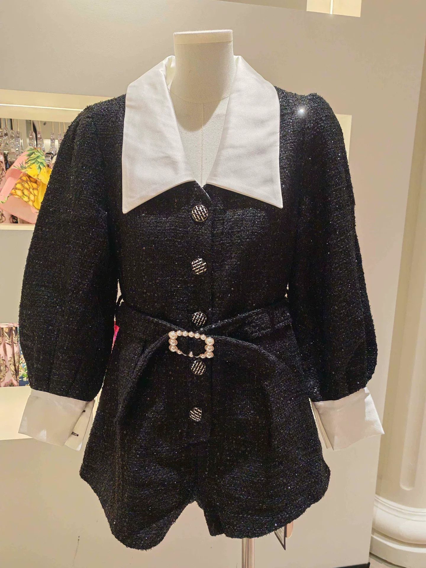 Other Black Shiny Tweed Women's Jumpsuit Size 28" / US 6 / IT 42 - 1 Thumbnail