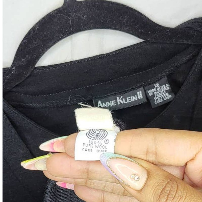 Anne Klein Anne Klein II Black Wool Button Down Blouse Size 12P Size XL / US 12-14 / IT 48-50 - 8 Thumbnail