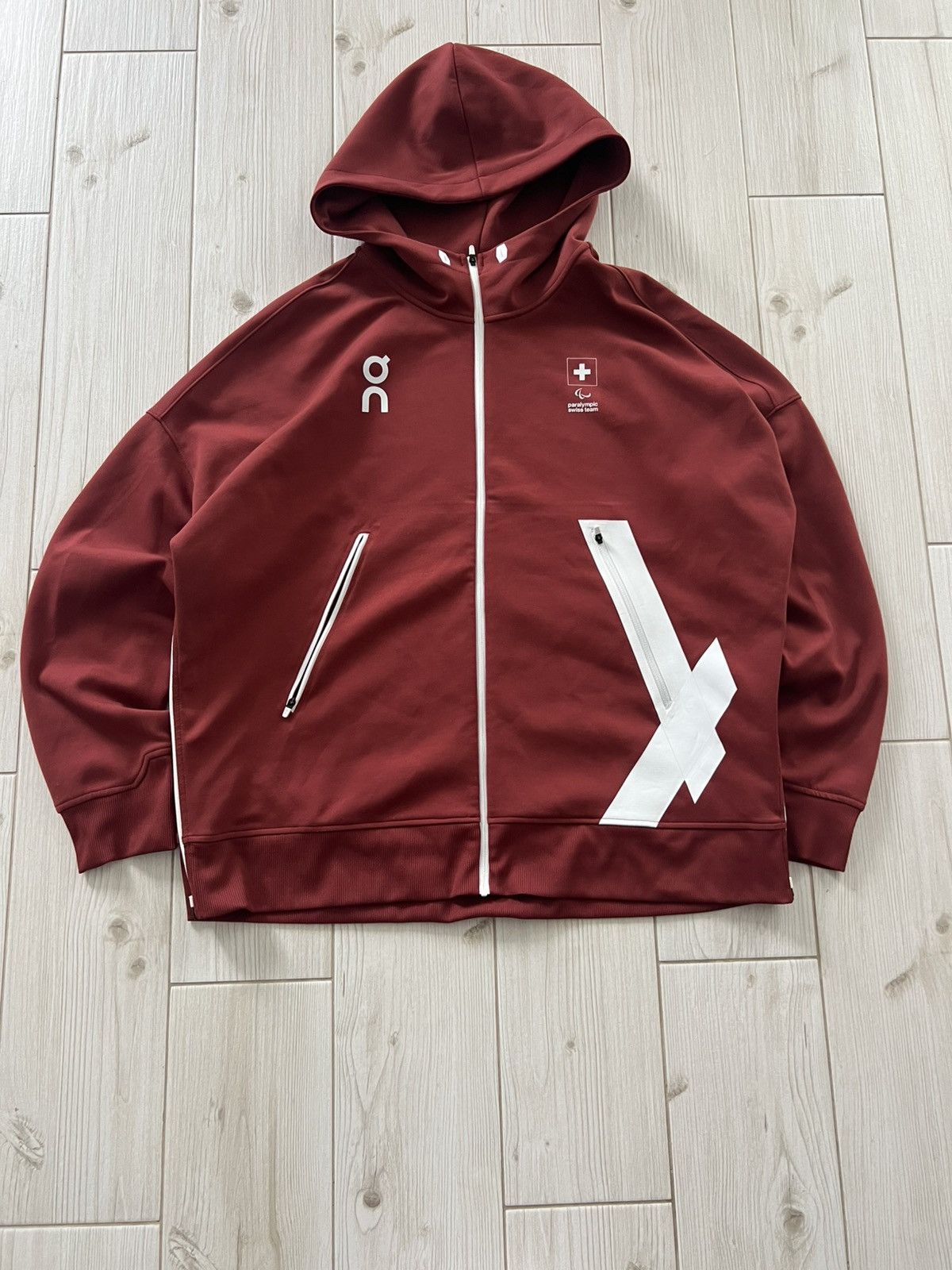 Sports Specialties On Running Swiss Paralympic Team Hoodie Jacket Burgundy Size US XL / EU 56 / 4 - 5 Thumbnail