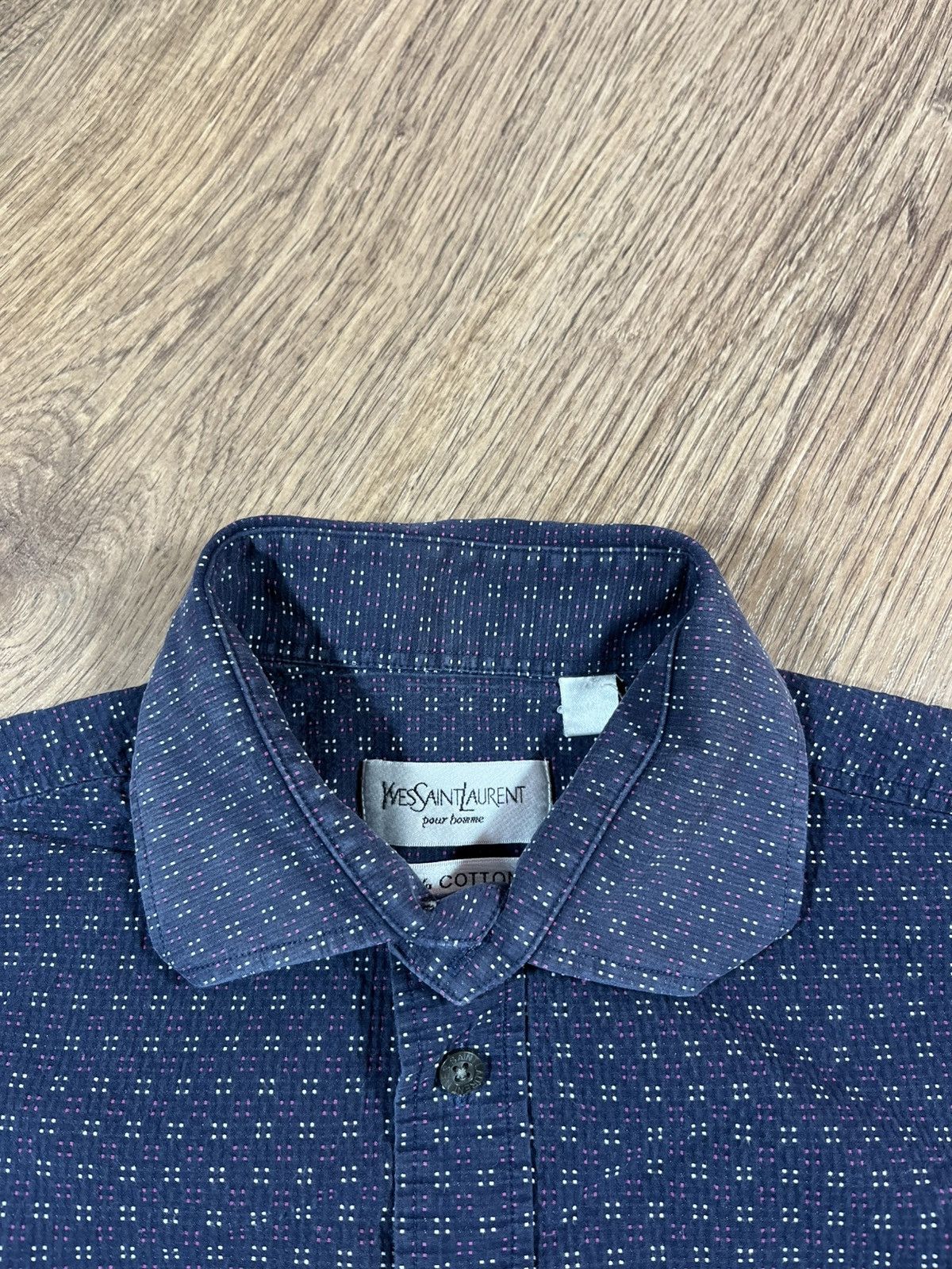 Yves Saint Laurent Vintage Yves Saint Laurent Navy Cotton Shirt Size US M / EU 48-50 / 2 - 4 Thumbnail