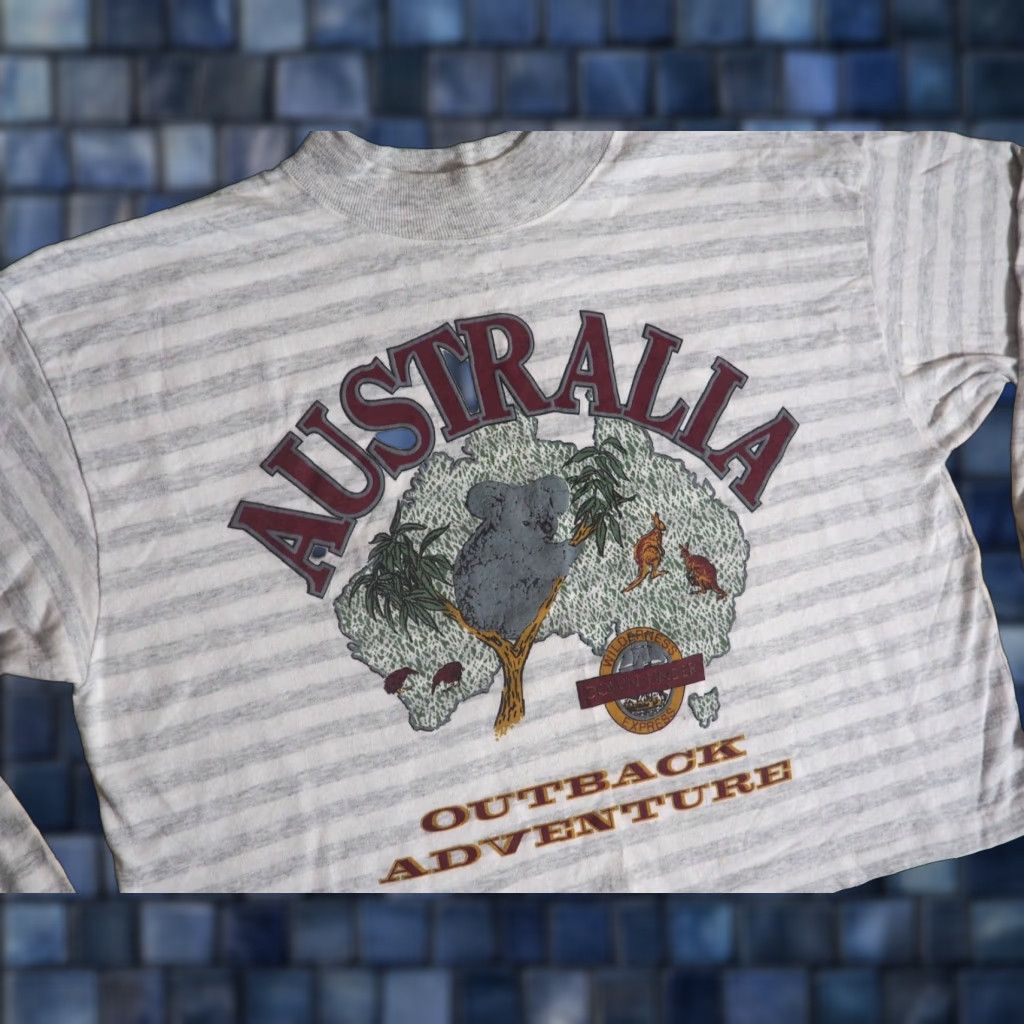 Vintage VTG 90s Ross Australia Koala Outback White Gray Baggy L/S Crop Tee T-Shirt L Mens Slim? Size US L / EU 52-54 / 3 - 1 Thumbnail