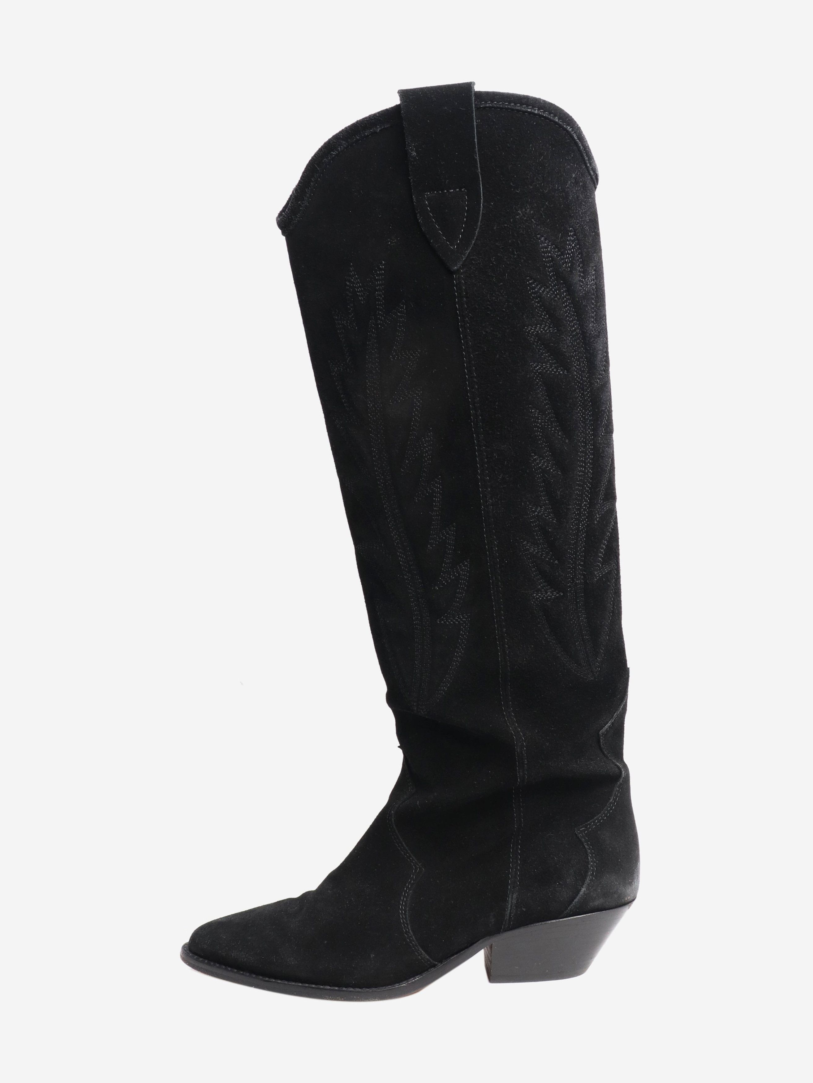 Isabel Marant Black suede western knee high boots - EU 37 (UK 4) Size US 6 / IT 36 - 1 Thumbnail