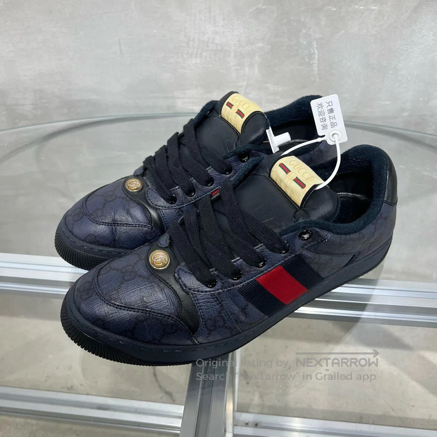 Gucci Gucci x Sega Black Flashtrek Sneaker with Green Gems | Grailed