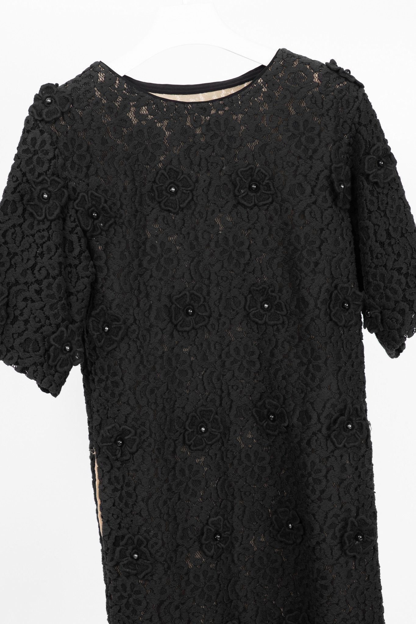Chloe Chloe AW12 Black Macrame-Lace Floral-Applique Mini Dress Size S / US 4 / IT 40 - 3 Thumbnail