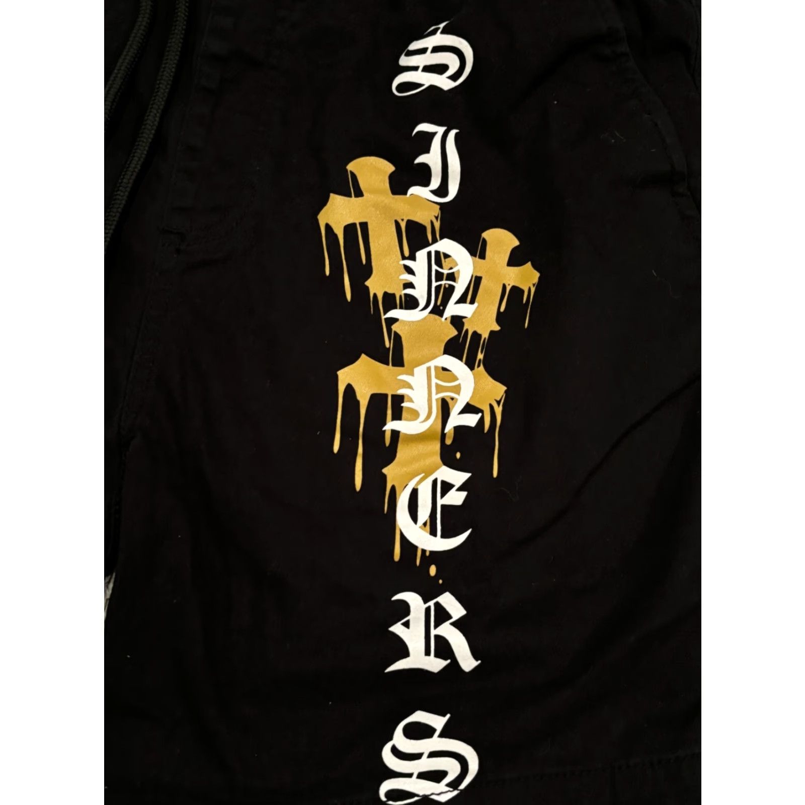 Vintage VINTAGE Brooklyn Cloth Mfg Co. Shorts Mens M Black Sinners Saints 7" Inseam Drawstring Size US 31 - 3 Thumbnail